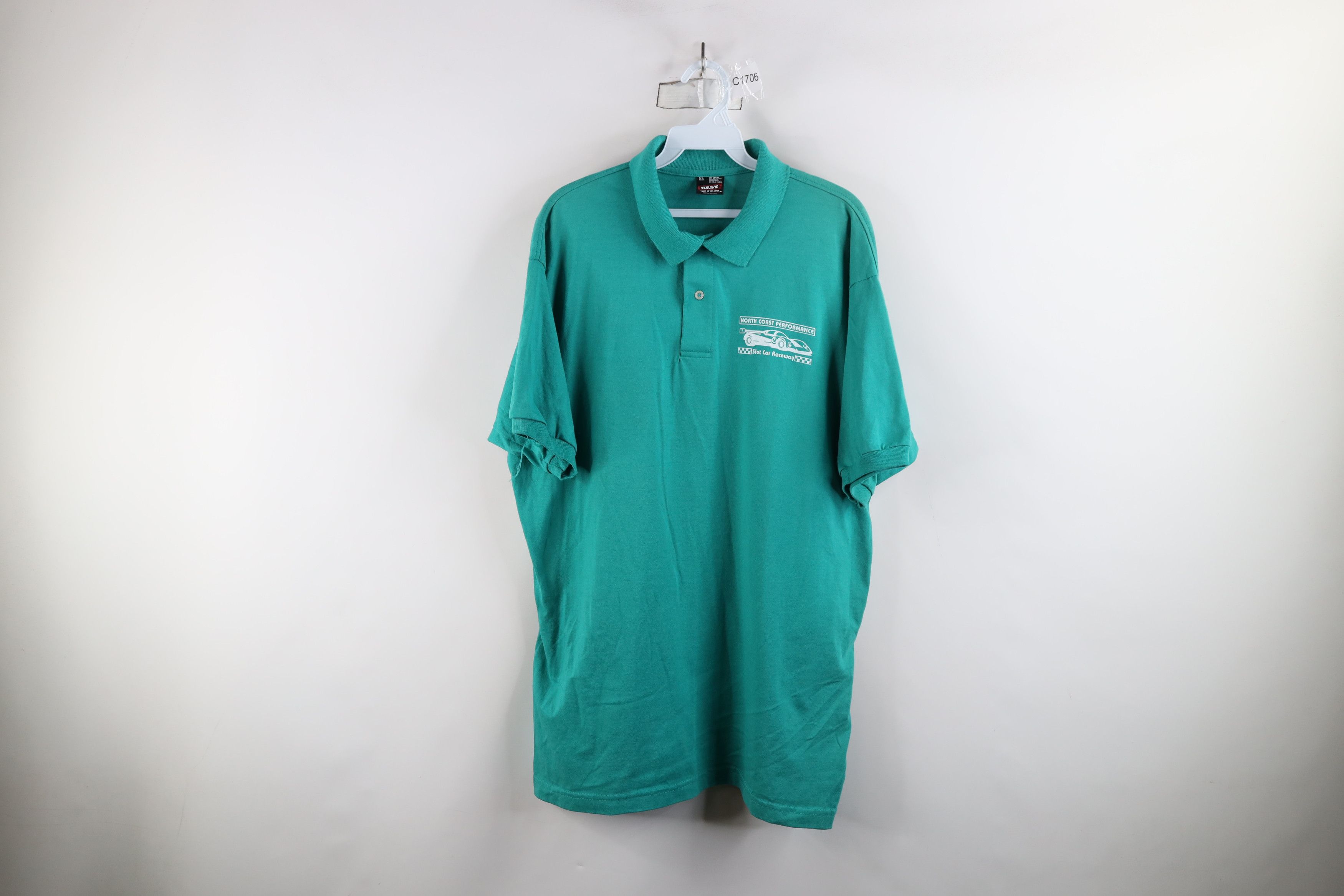Vintage Vintage 90s Performance Slot Car Raceway Polo Shirt Teal USA Size US XL / EU 56 / 4 - 1 Thumbnail
