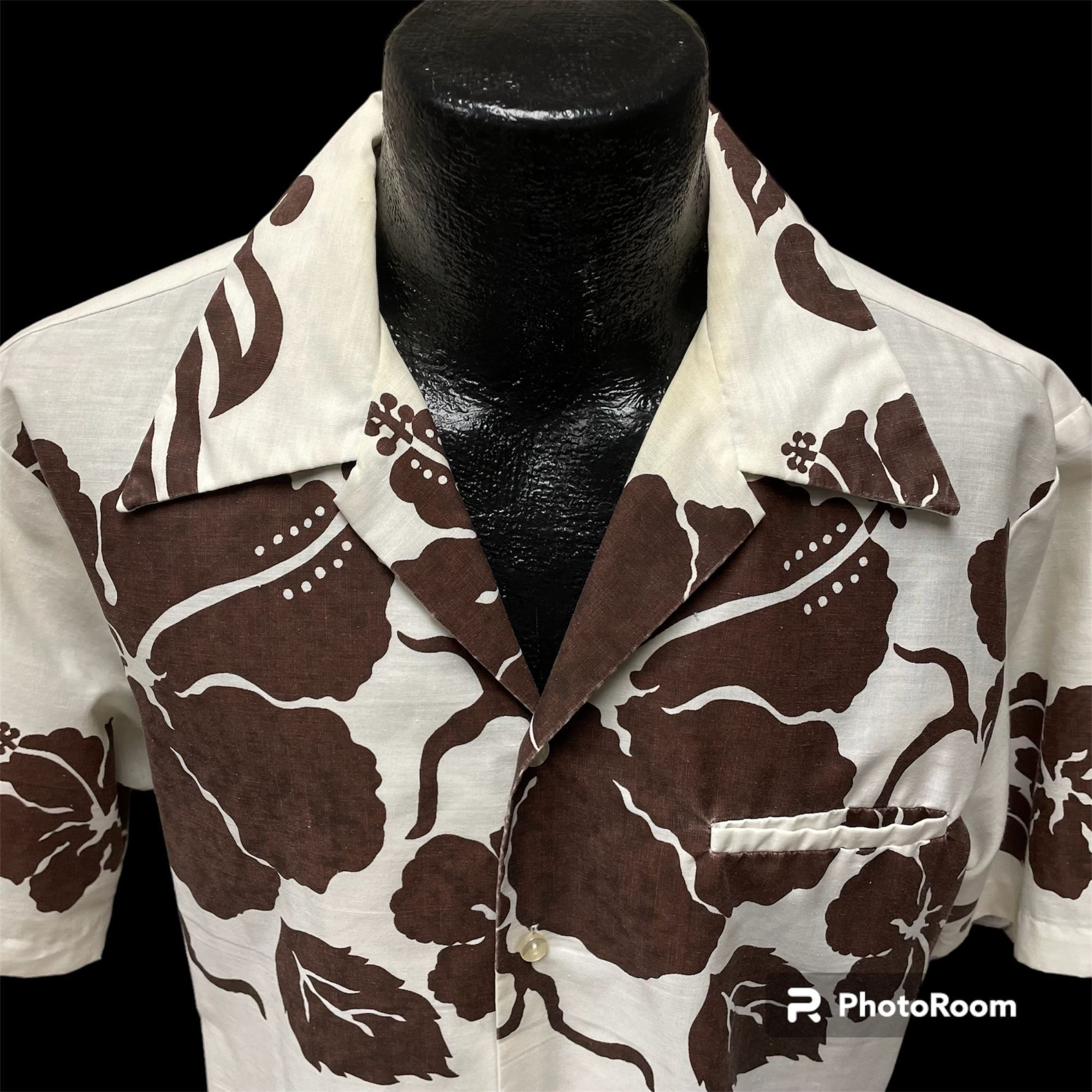 Unkwn 70s Royal Palm MOD White Brown FLORAL Butterfly Collar Shirt Size US L / EU 52-54 / 3 - 2 Preview