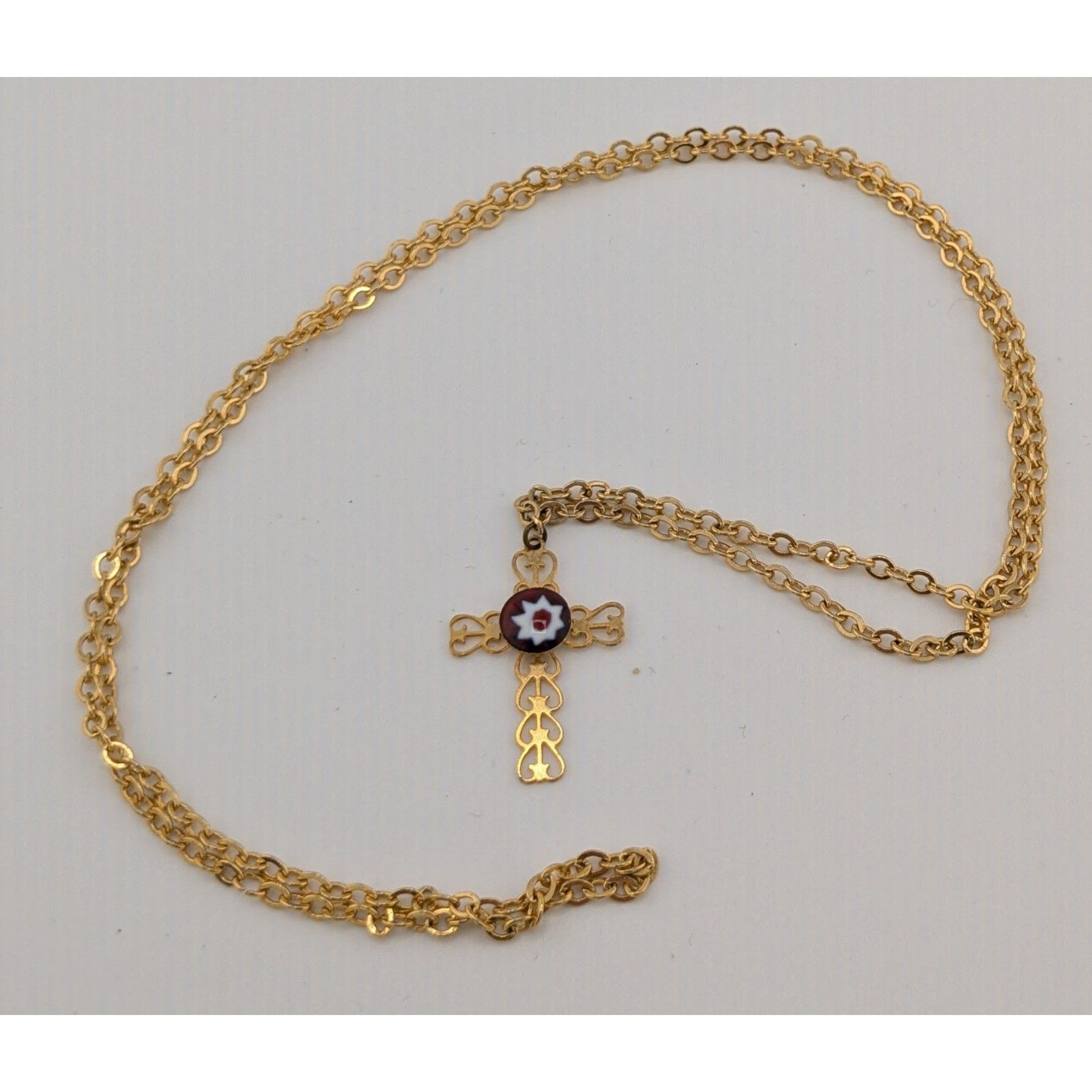 Other Vintage Religious Dainty Cross Necklace Gold Tone With Itali Size ONE SIZE - 5 Thumbnail