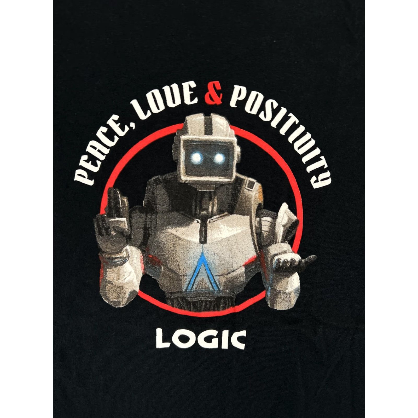 Gildan Logic Peace Love & Positivity T-Shirt Mens M Black Gildan Robot Hip Hop Music Size US M / EU 48-50 / 2 - 2 Thumbnail