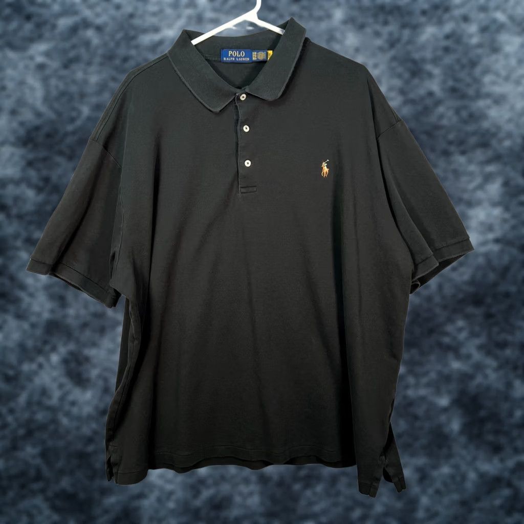 Polo Ralph Lauren VINTAGE Polo Ralph Lauren Black Polo Shirt Big & Tall 3XB Short Sleeve 100% Cotton Mens XS? Size US XXL / EU 58 / 5 - 1 Thumbnail