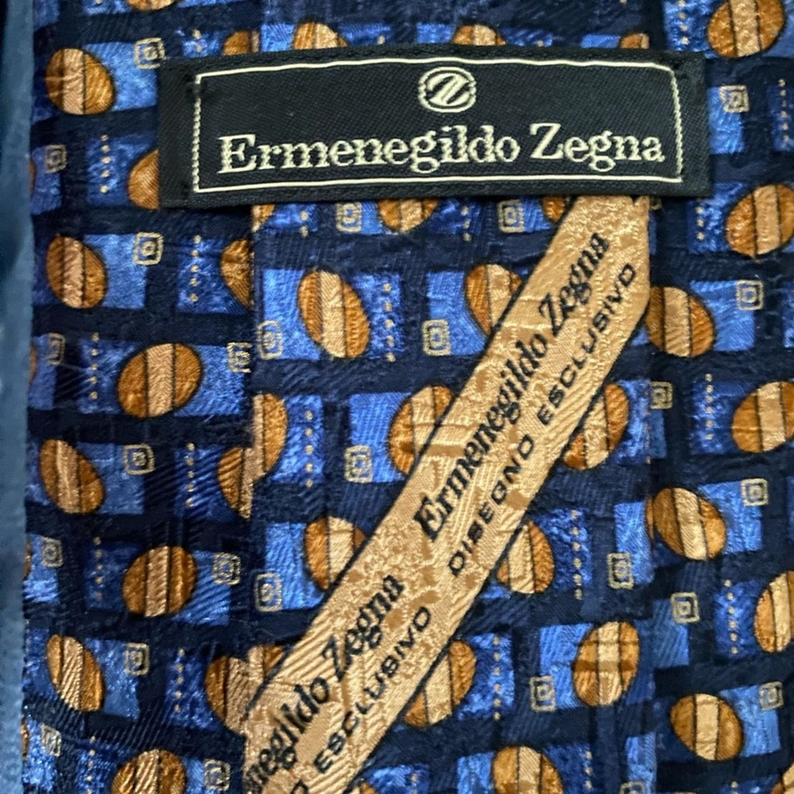 Ermenegildo Zegna ERMENEGILDO ZEGNA $210 Mens Blue Print Silk Necktie Tie EUC Size ONE SIZE - 9 Thumbnail