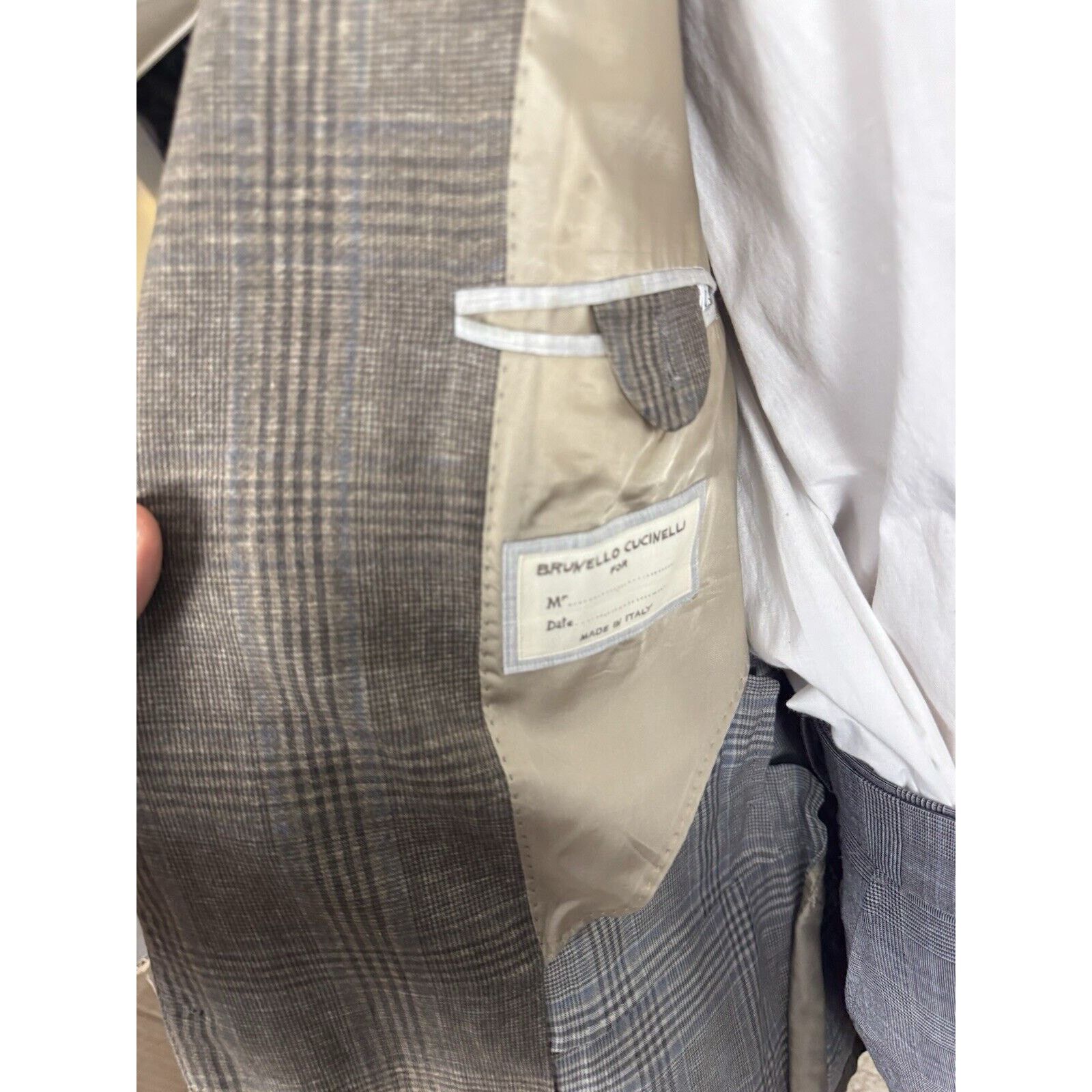 Brunello Cucinelli Brunello Cucinelli Prince Of Wales Taupe Sportcoat IT 54/ 44 Size 44R - 9 Thumbnail