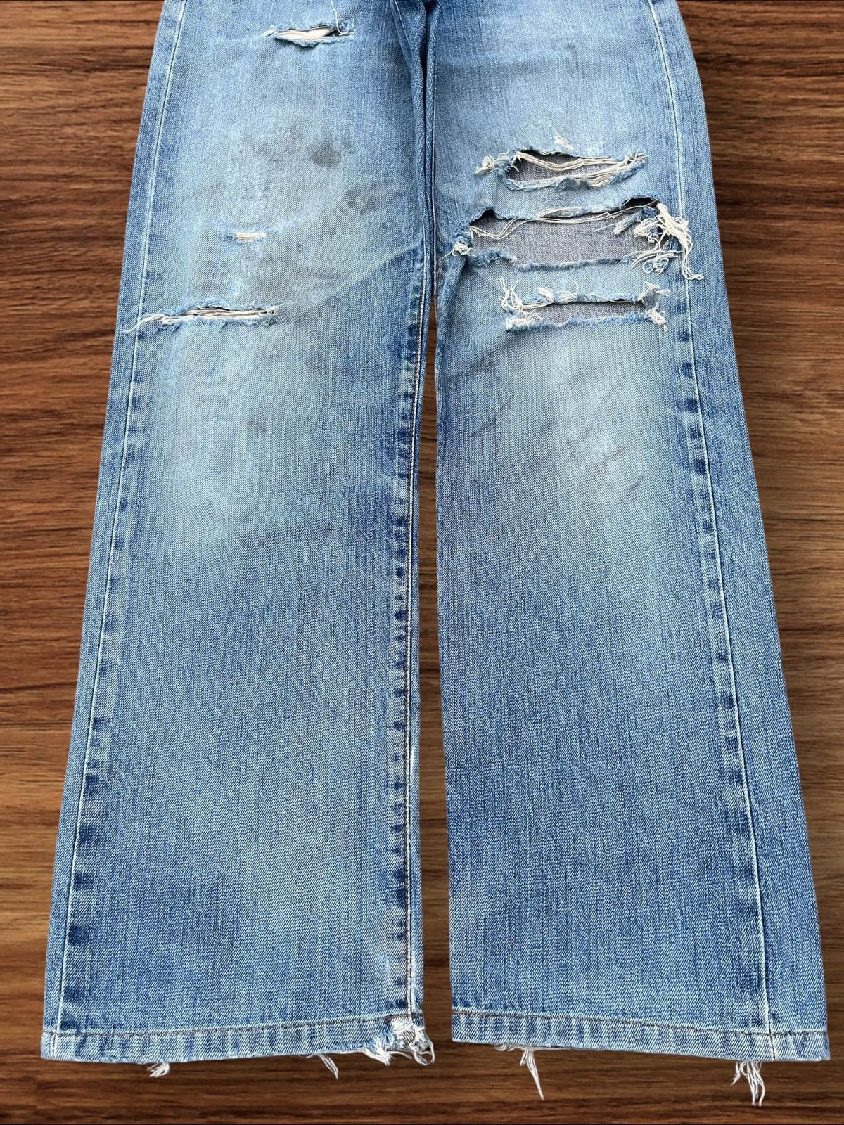 Japanese Brand × Jun Takahashi Vintage Japanese Blue Washed Buttonfly Ripped Selvedge Jeans Size US 30 / EU 46 - 9 Thumbnail