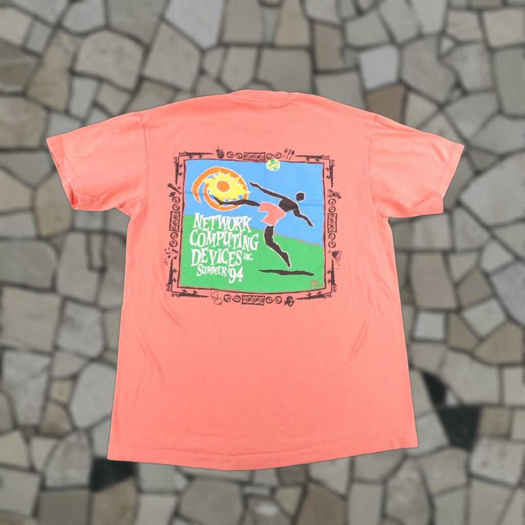 Hanes VINTAGE Hanes Men's T-Shirt Medium Pink 90s Technology Graphic Print Crew Neck Cotton Outdoor Size US M / EU 48-50 / 2 - 1 Thumbnail