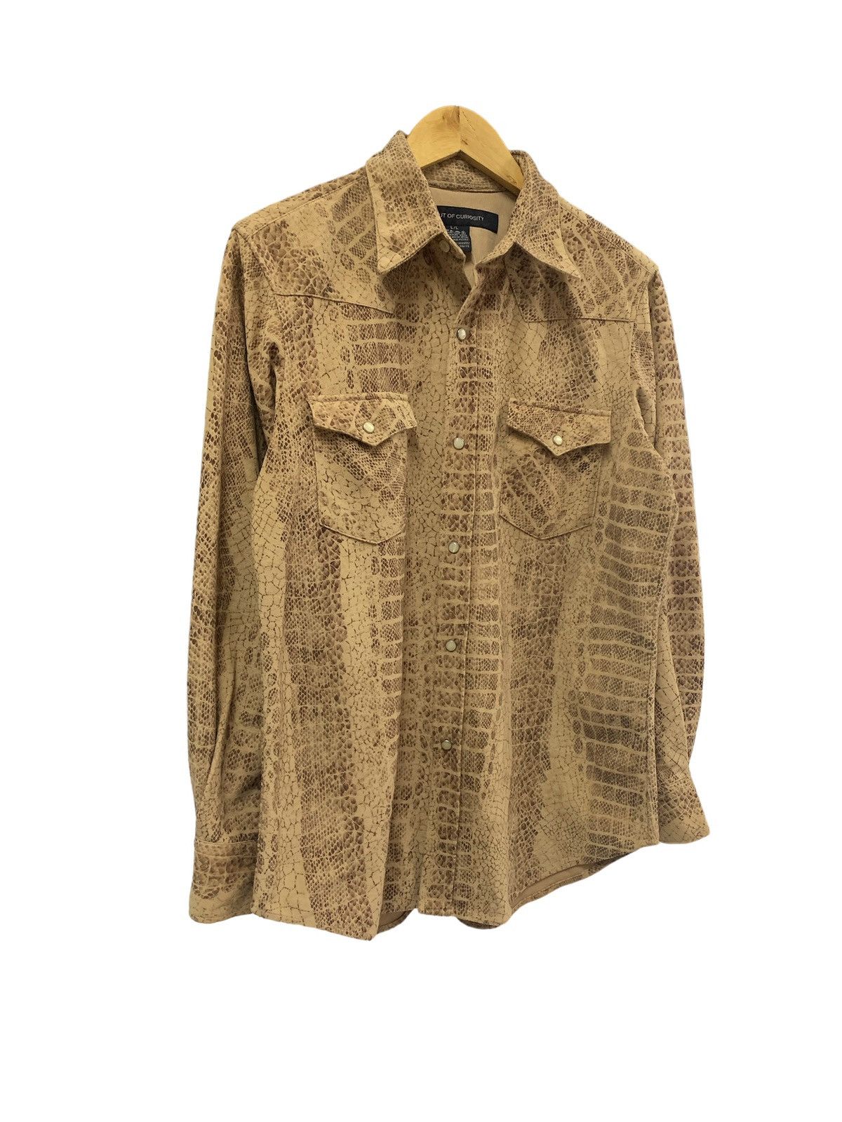 Japanese Brand Out of Curiosity Snakeskin Wool Collar Shirts Size US L / EU 52-54 / 3 - 2 Thumbnail