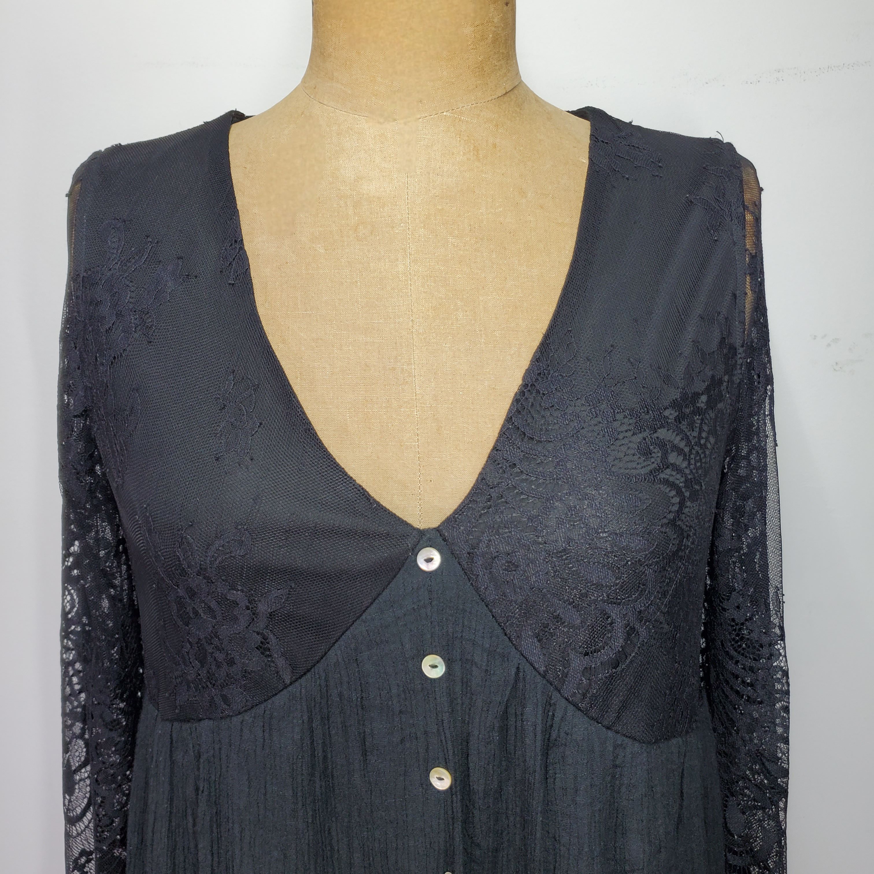 Other BaeVely S/M Dress Black Mini Lace Long Sleeve Empire Lined Size S / US 4 / IT 40 - 7 Thumbnail