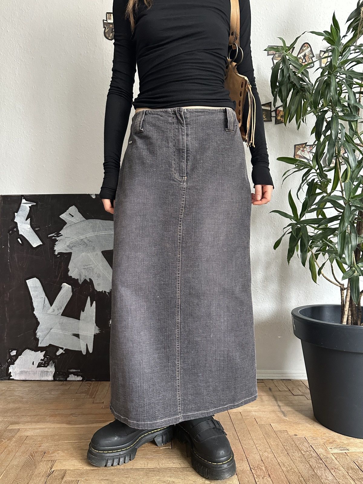 20471120 × Seditionaries Vintage Basic Gray Maxi Denim Skirt Punky Subversive Size 26" / US 2 / IT 38 - 5 Thumbnail