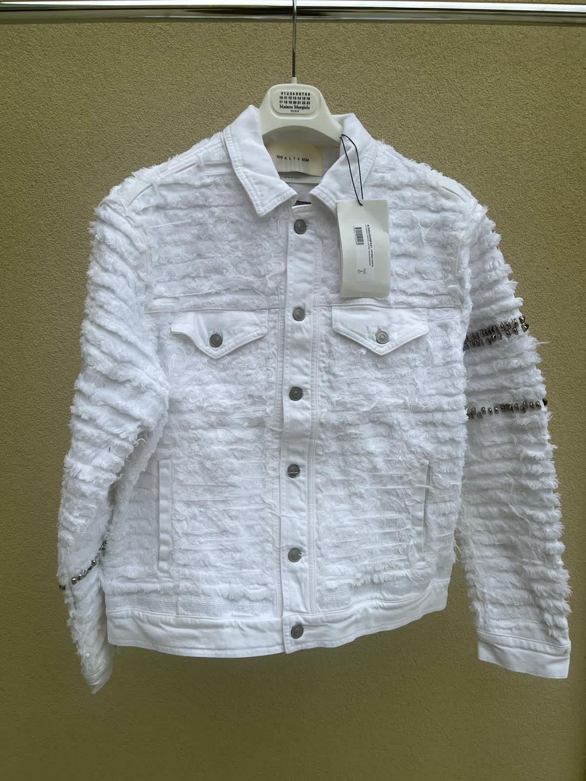 Alyx × Blackmeans Studded & Distressed Denim Jacket in White Size US L / EU 52-54 / 3 - 15 Thumbnail