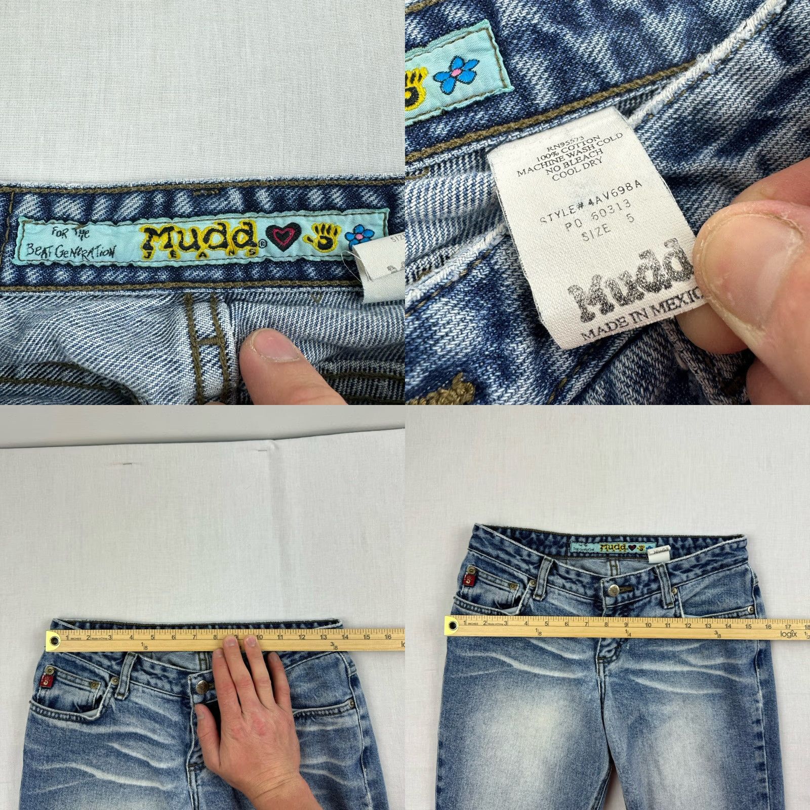 Vintage VINTAGE Mudd Jeans Womens Flare Hipster 5 Blue Low Rise 28" Waist 27.5" Inseam Womens Jeans Size 27" / US 4 / IT 40 - 8 Thumbnail