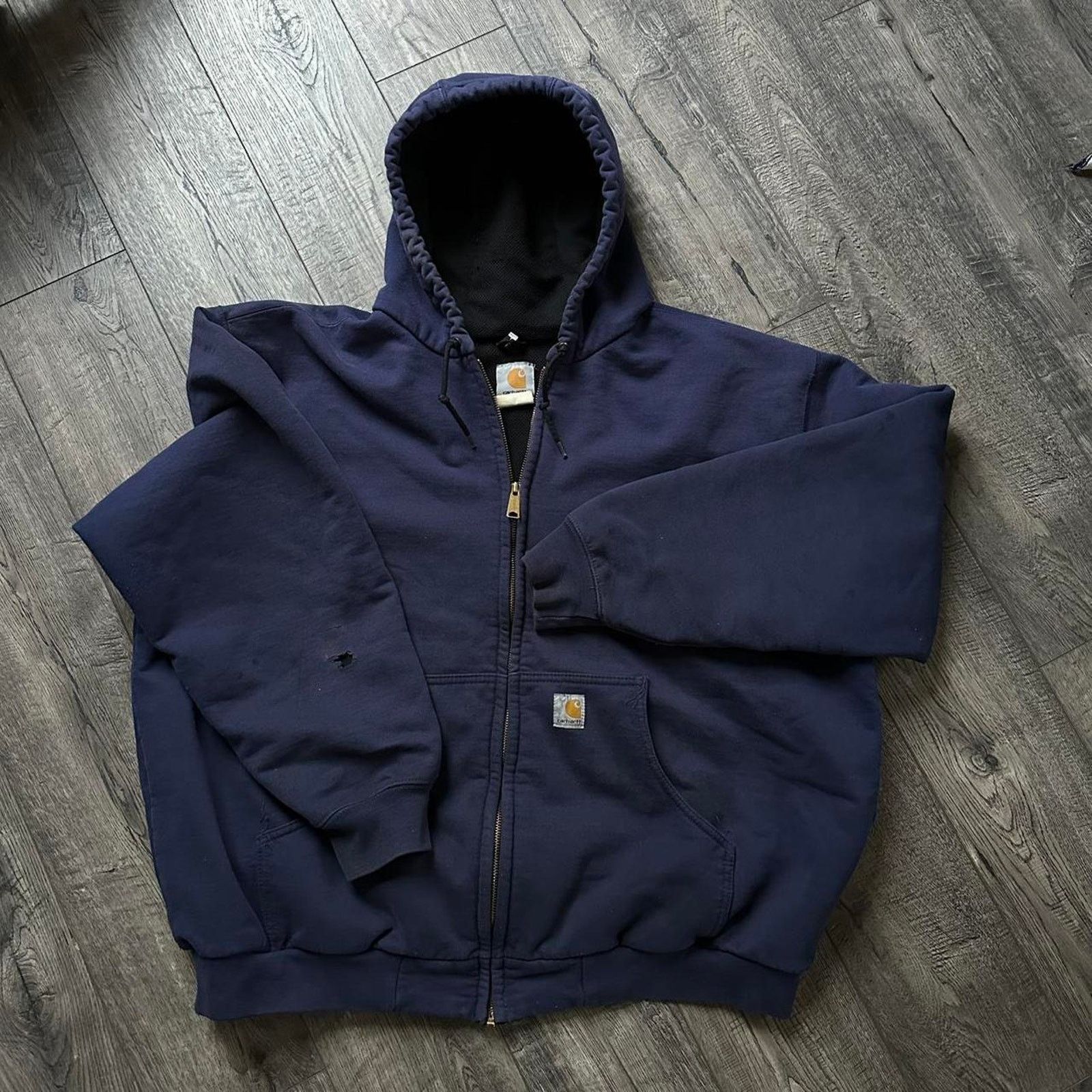 Carhartt × Vintage Vintage 90s Heavy Thermal Work Jacket Zip Up Sweatshirt Size US XL / EU 56 / 4 - 1 Thumbnail