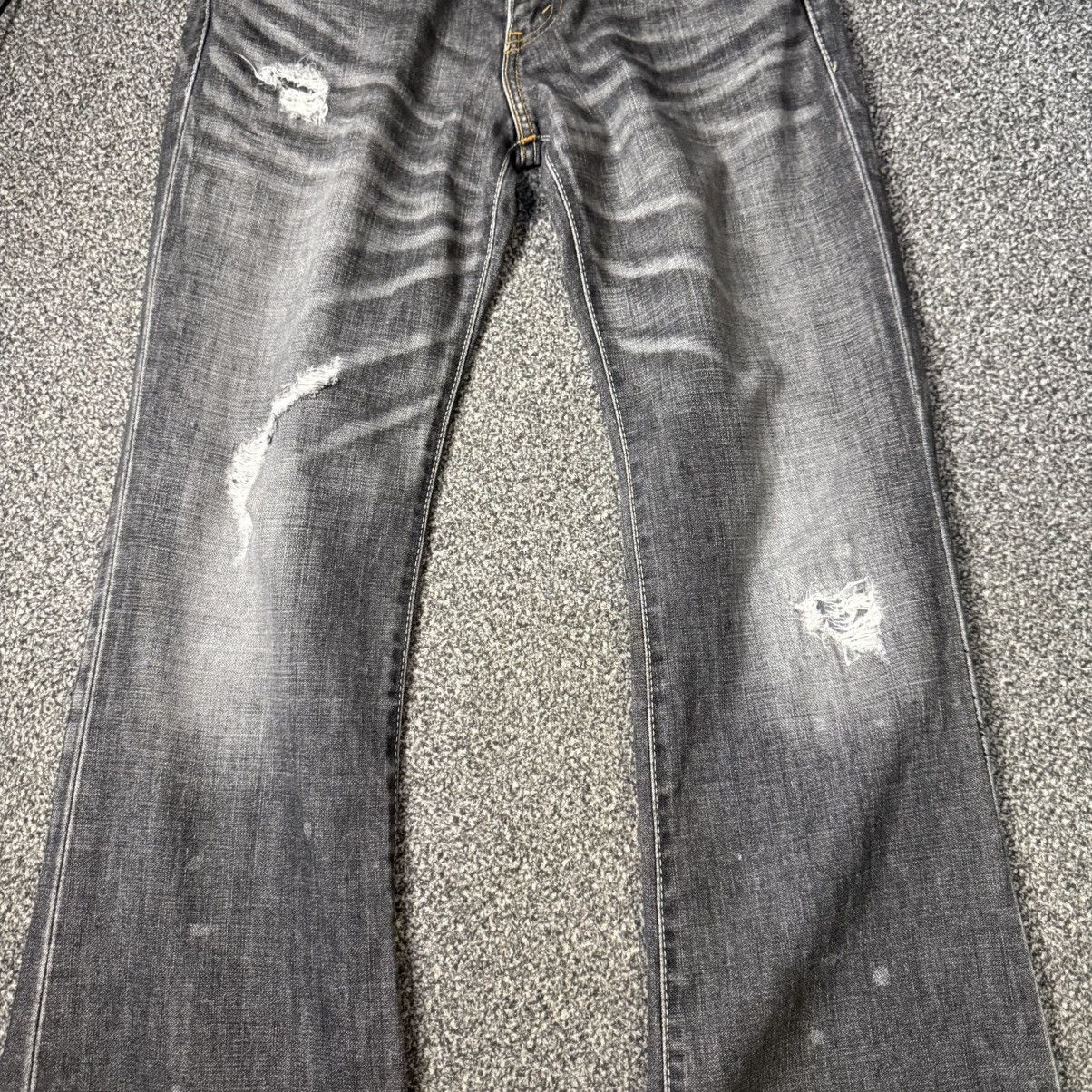 Beauty Beast 🔥 Vintage Flared y2k Levis 708 Black Distressed Denim Size US 30 / EU 46 - 4 Thumbnail