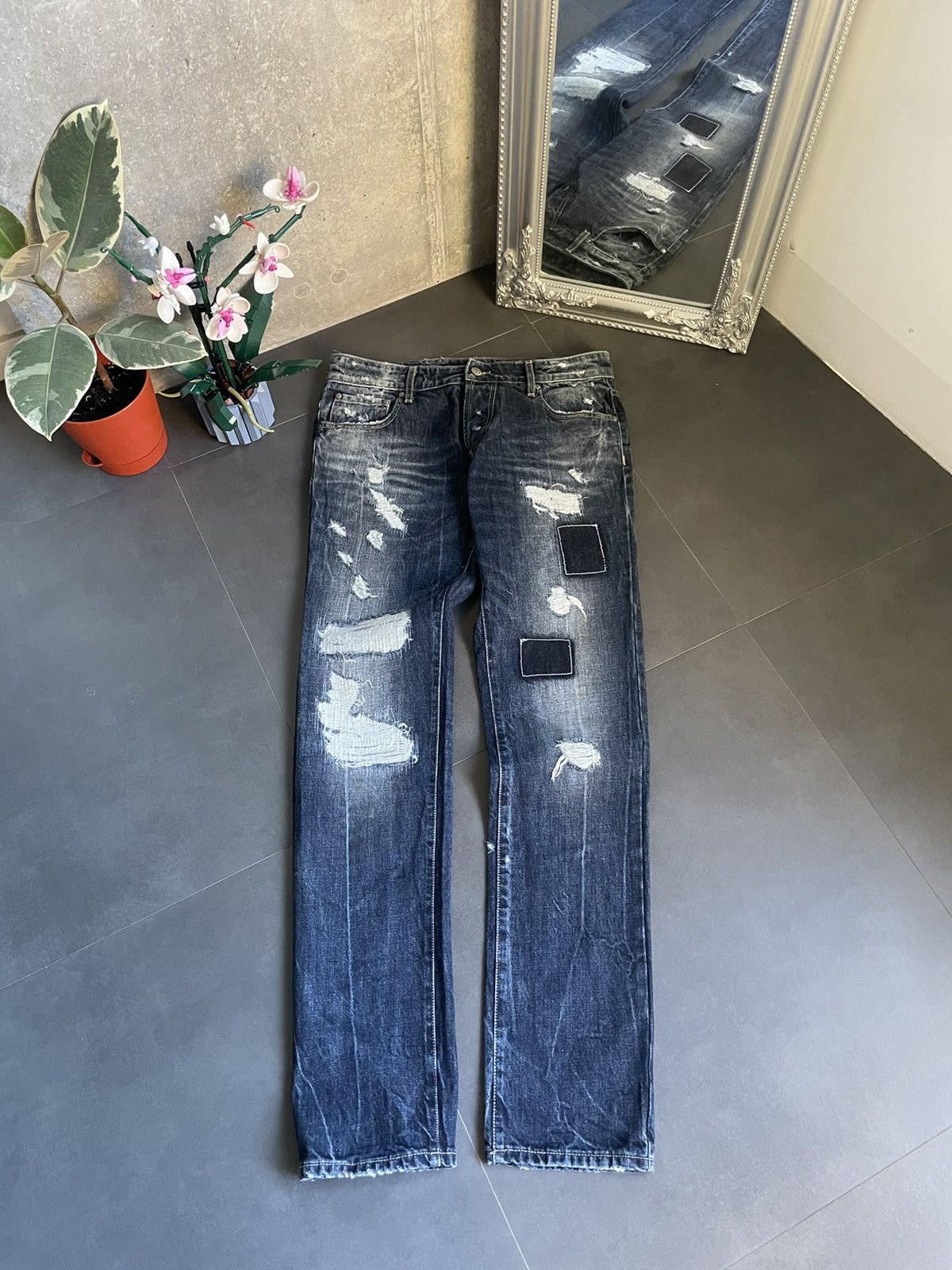 Japanese Brand Vintage Japanese Patchwork Boro Distressed Denim Size US 32 / EU 48 - 1 Thumbnail