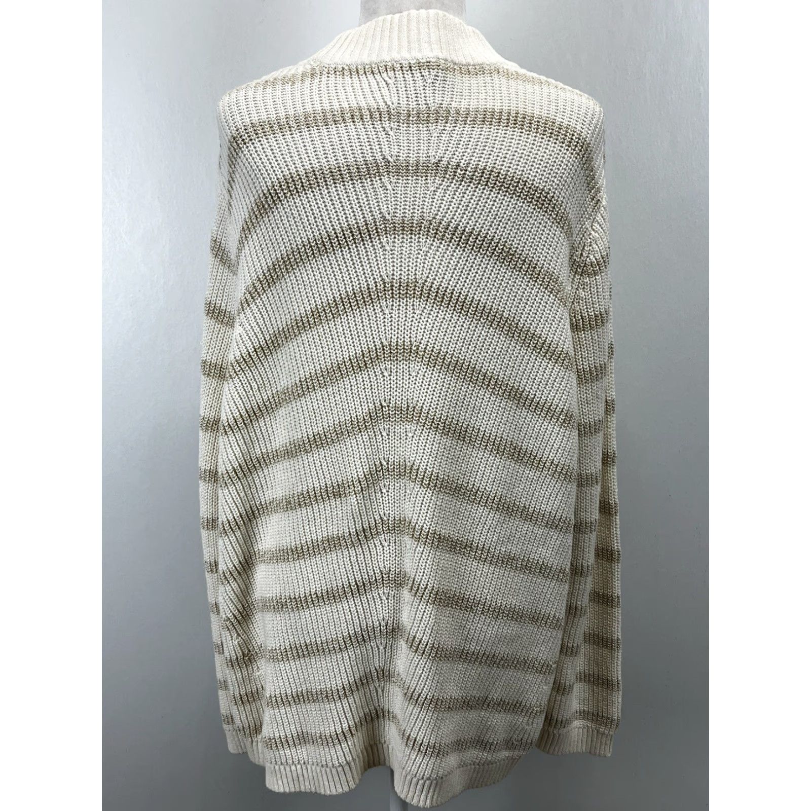 Talbots NEW Talbots Plus Size 2X Knit Sweater Long Sleeve Ivory Gold Stripes Womens Coastal Size XXL / US 16-18 / IT 52-54 - 3 Thumbnail