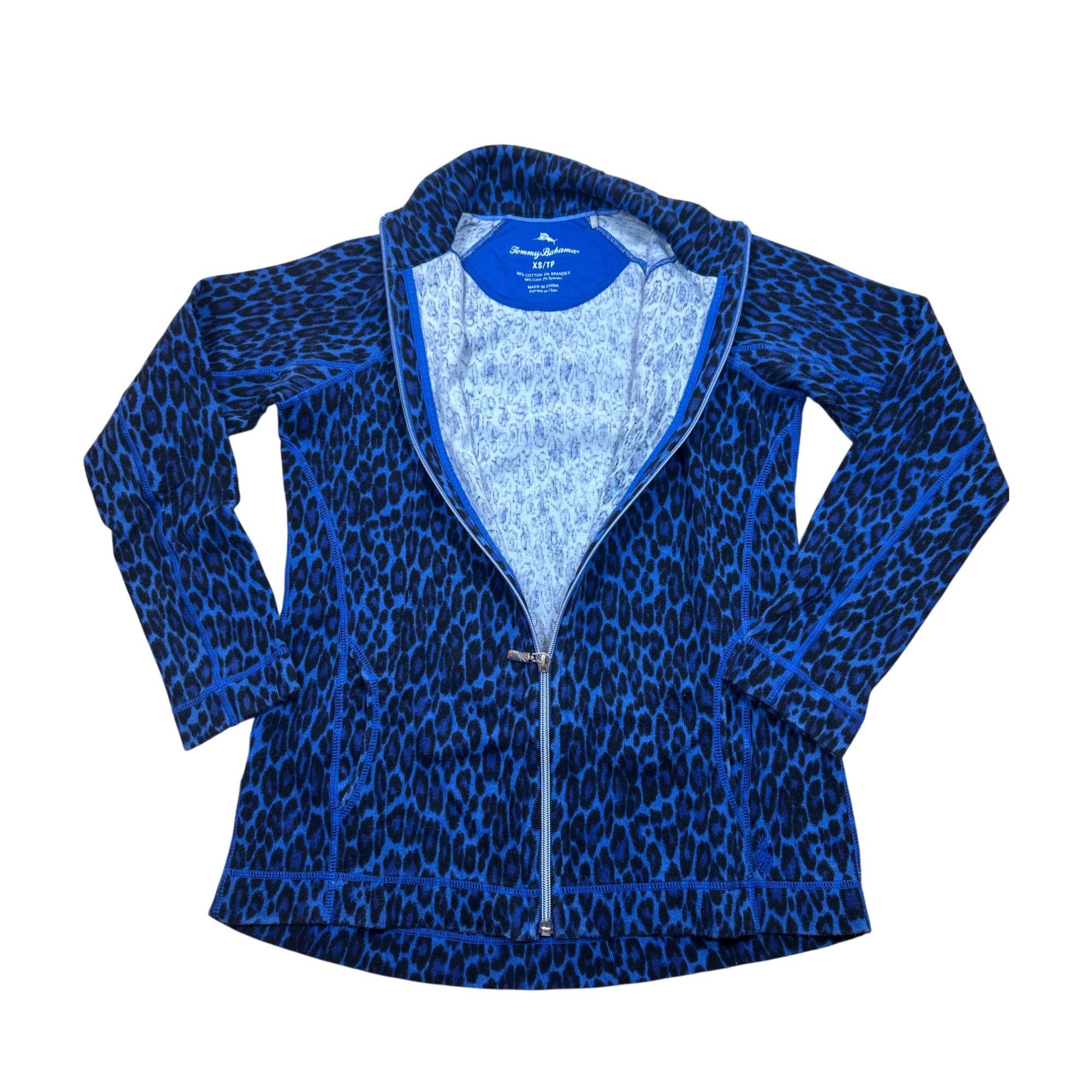 Tommy Bahama Tommy Bahama Women’s Blue Animal Print Full Zip Knit Jacket Size XS / US 0-2 / IT 36-38 - 4 Thumbnail