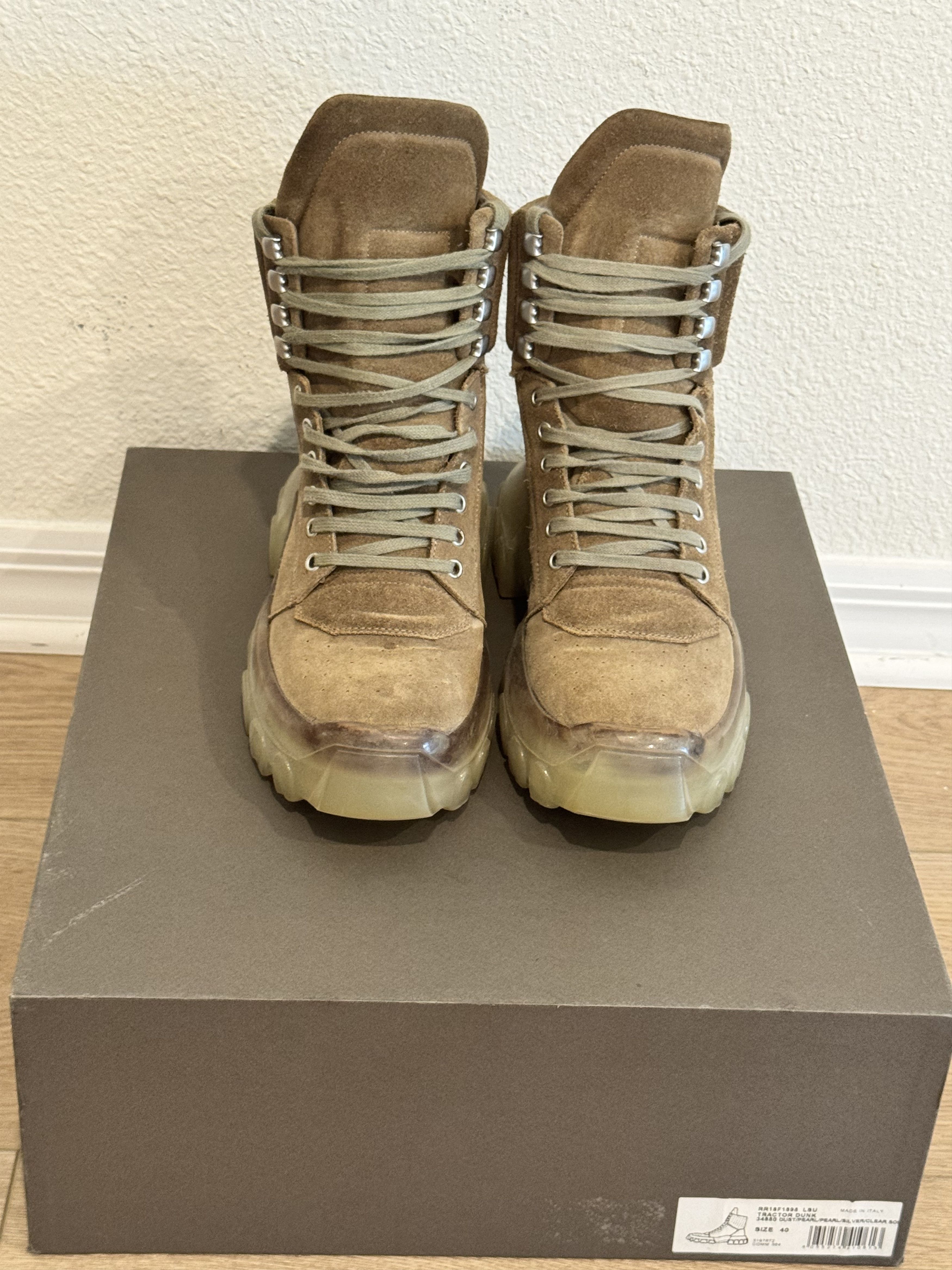 RICK OWENS TRACTOR BOOTS IN SUEDE