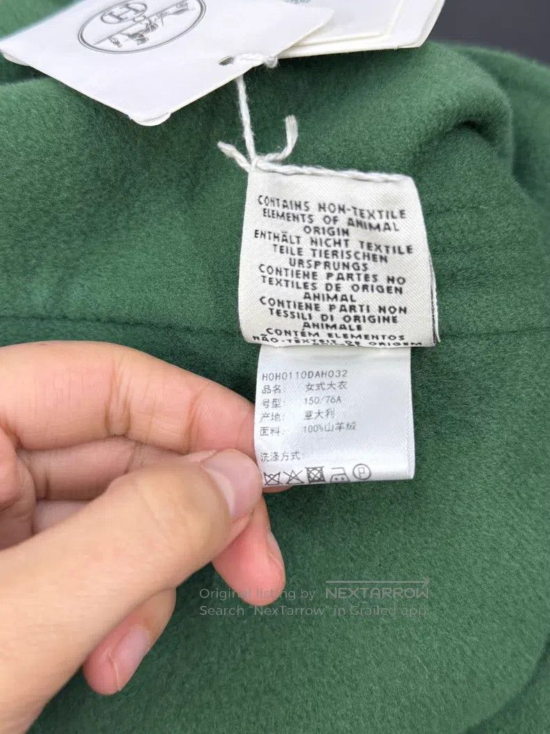 Hermes Hermes Green Double-Faced Cashmere Coat, Loose Fit Size 4XL / US 24-26 - 6 Thumbnail