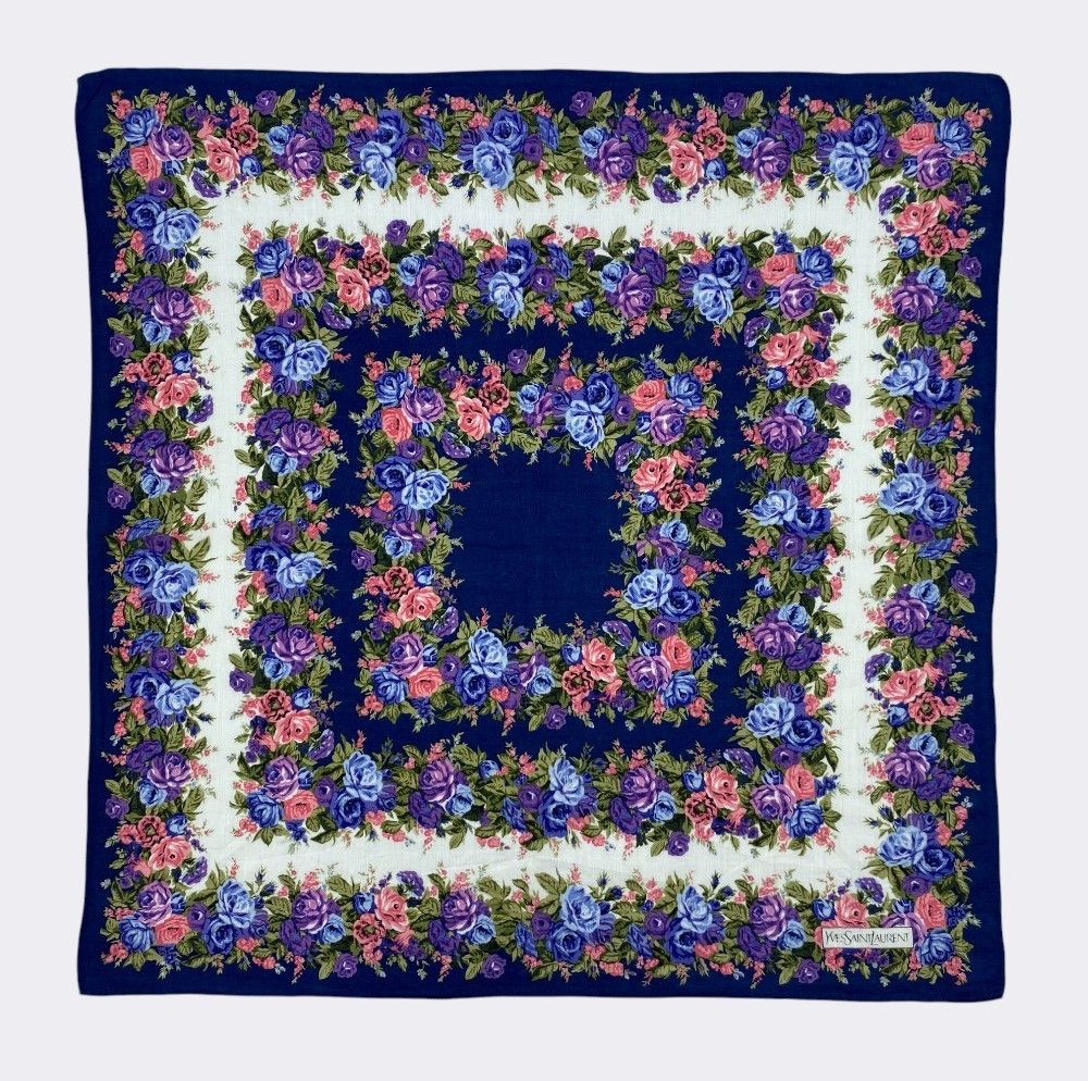 Vintage Vintage Yves Saint Laurent Royal Rose Cotton Handkerchief Size ONE SIZE - 1 Thumbnail