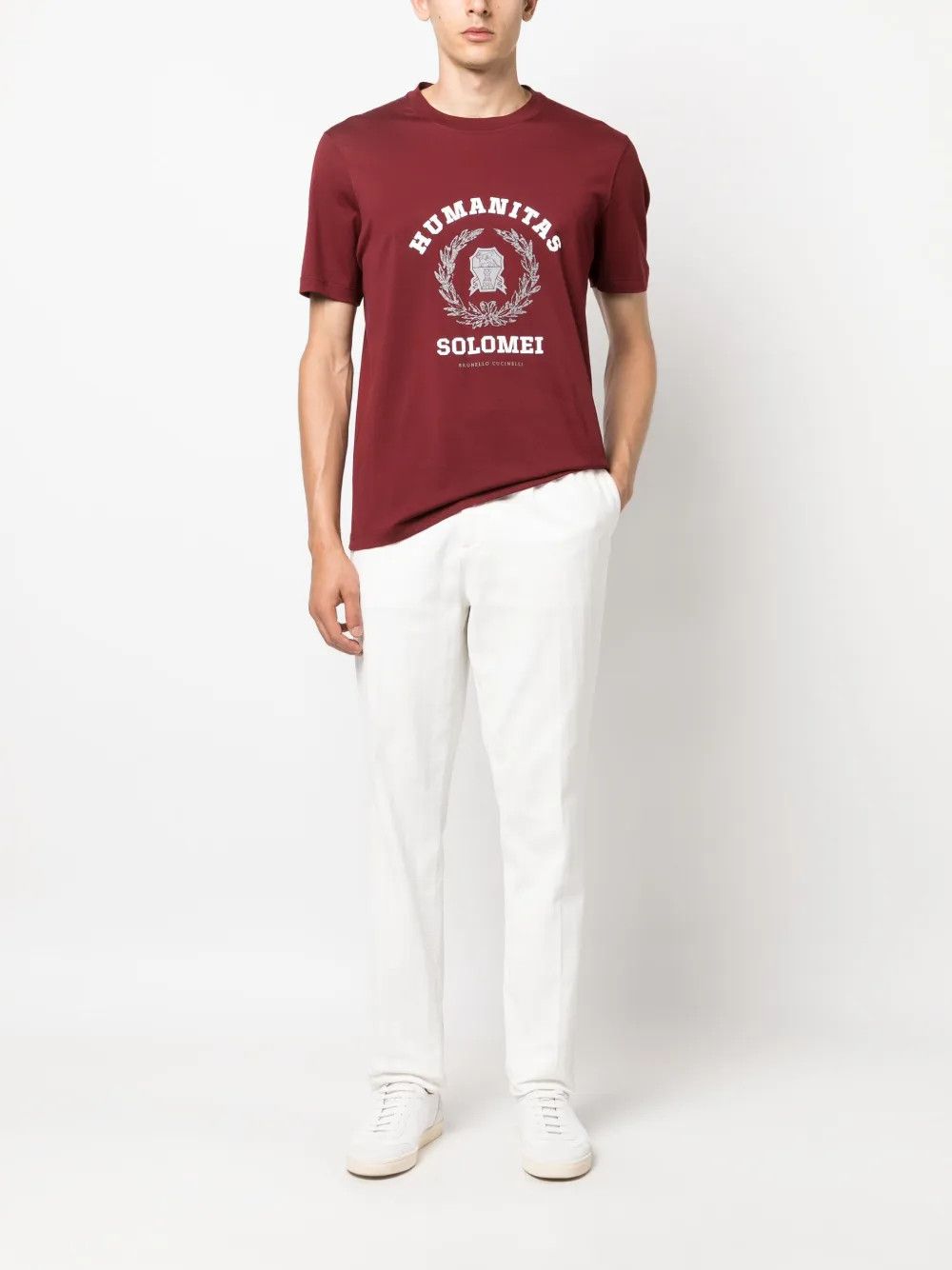 Brunello Cucinelli o1y0526 Crewneck T-Shirt in Burgundy Size US L / EU 52-54 / 3 - 4 Thumbnail