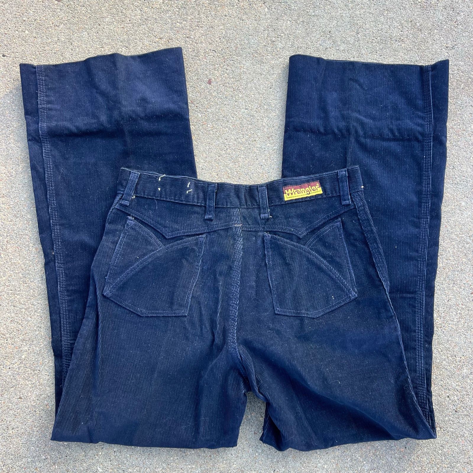 70s Wrangler navy blue corduroy Pants 13/14 LONG INSEAM!