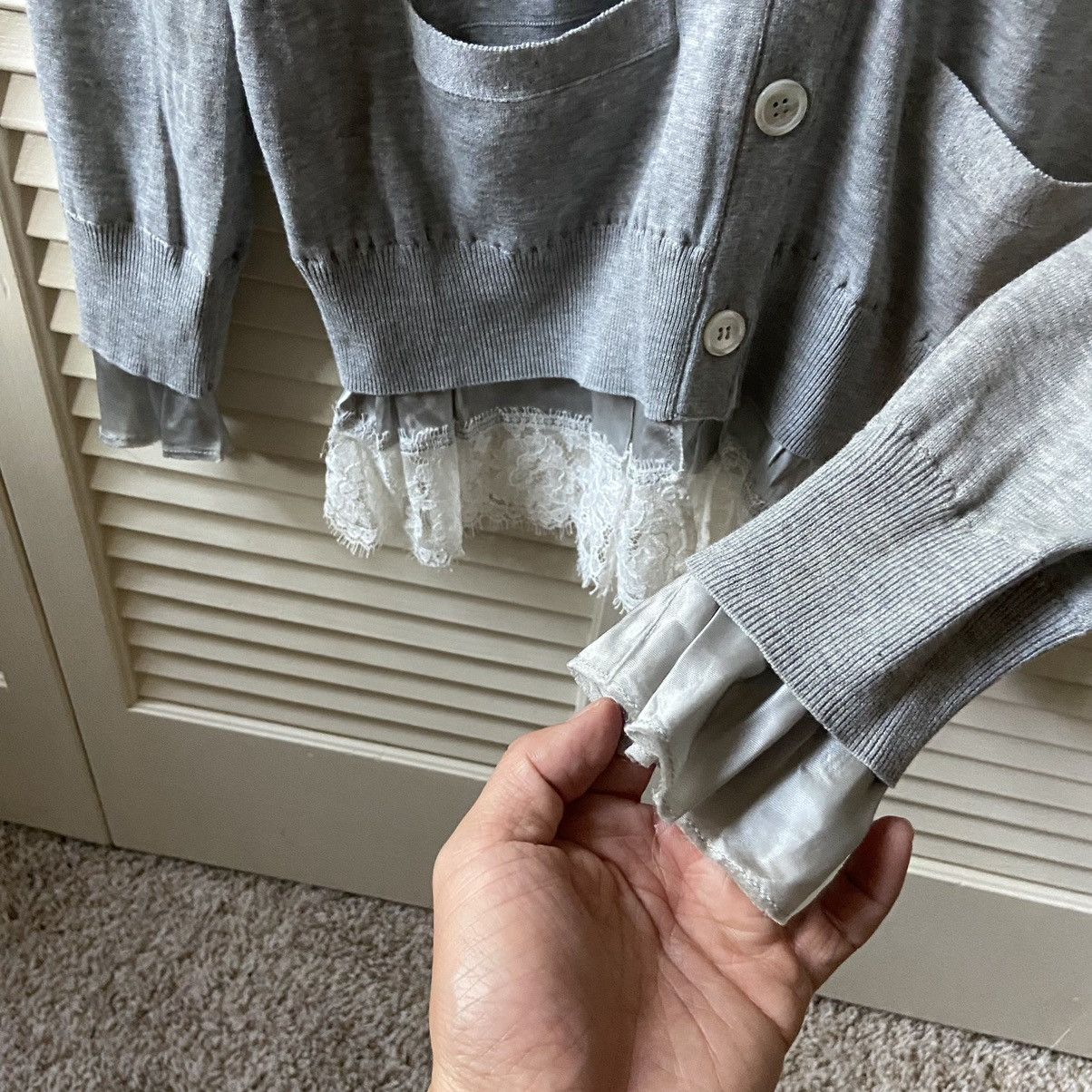 Sacai Sacai Luck Japan Grey Cardigan Sweater Lace Details Coquette Size M / US 6-8 / IT 42-44 - 4 Thumbnail