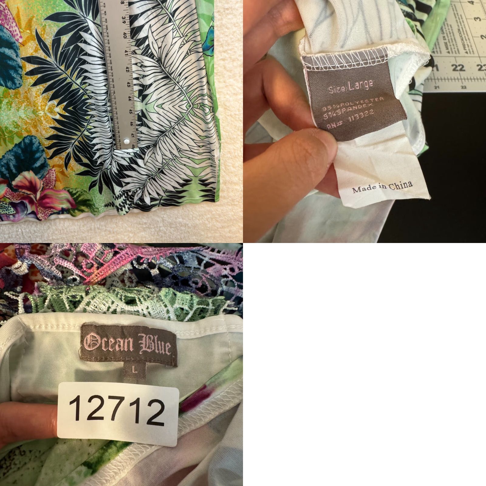 Vintage VINTAGE Ocean Blue Maxi Dress L Green Floral Zebra Rhinestone McBling Tropical Bohemian Y2K Women/Men? Size L / US 10 / IT 46 - 8 Thumbnail