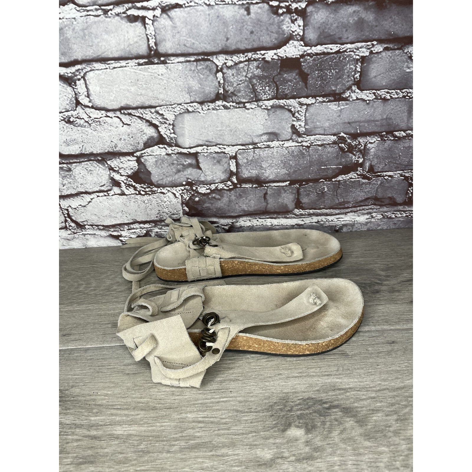Free People Free People Grey Suede Leather Collins Thong Chain Strappy S Size US 6 / IT 36 - 23 Thumbnail