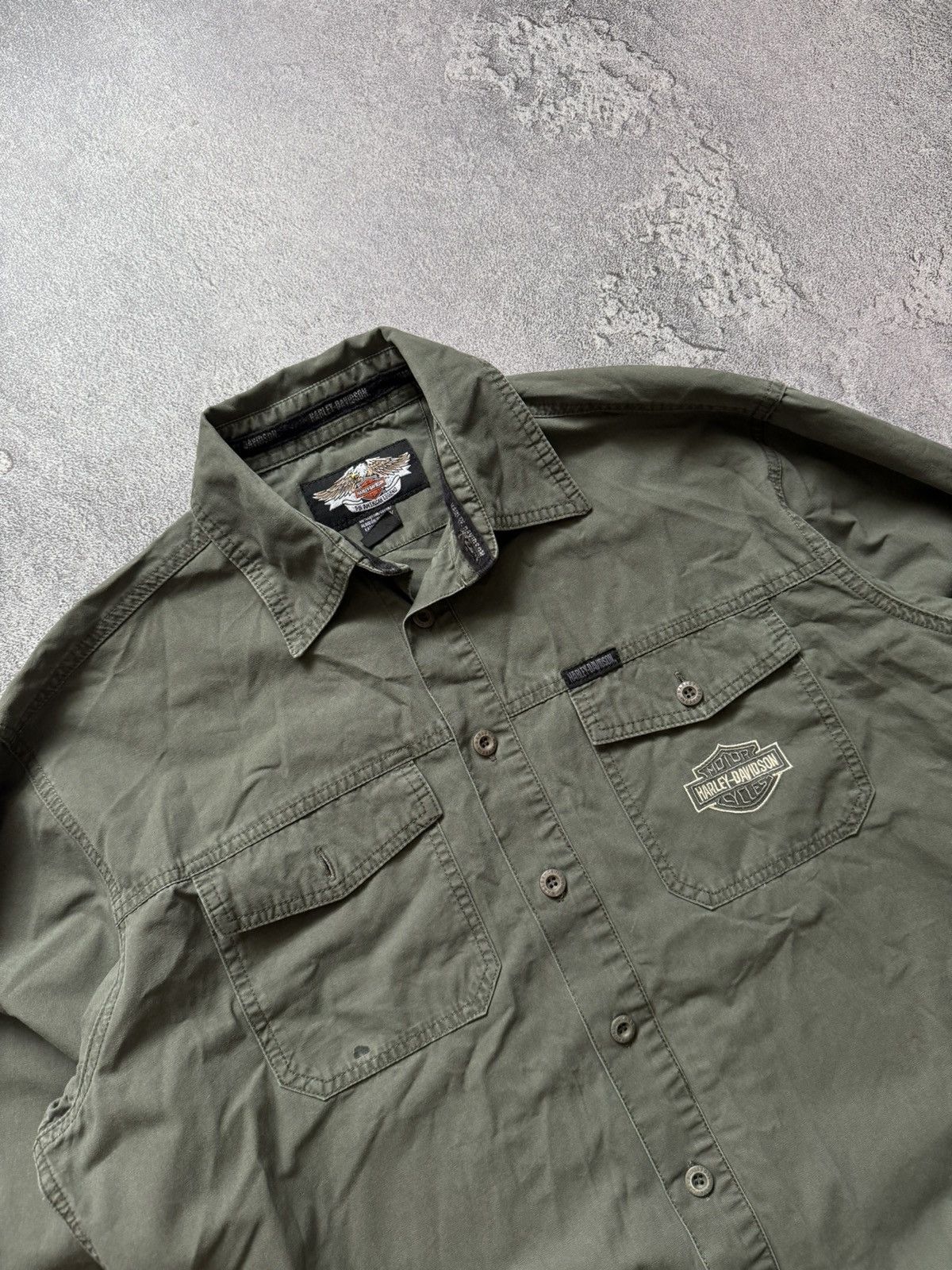 Harley Davidson × Vintage Harley Davidson XL logo ride free shirt button up long sleev Size US XL / EU 56 / 4 - 12 Thumbnail