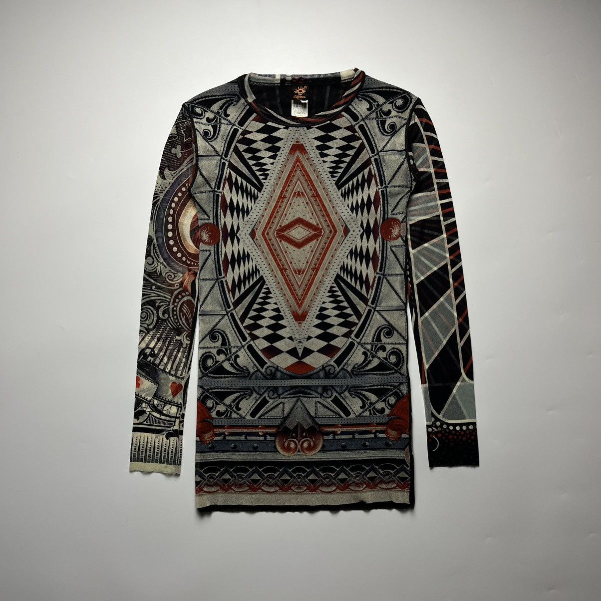 Jean Paul Gaultier Archival Jean Paul Gaultier Geometric/Sunburst Mesh L/S Top Size XS / US 0-2 / IT 36-38 - 1 Thumbnail
