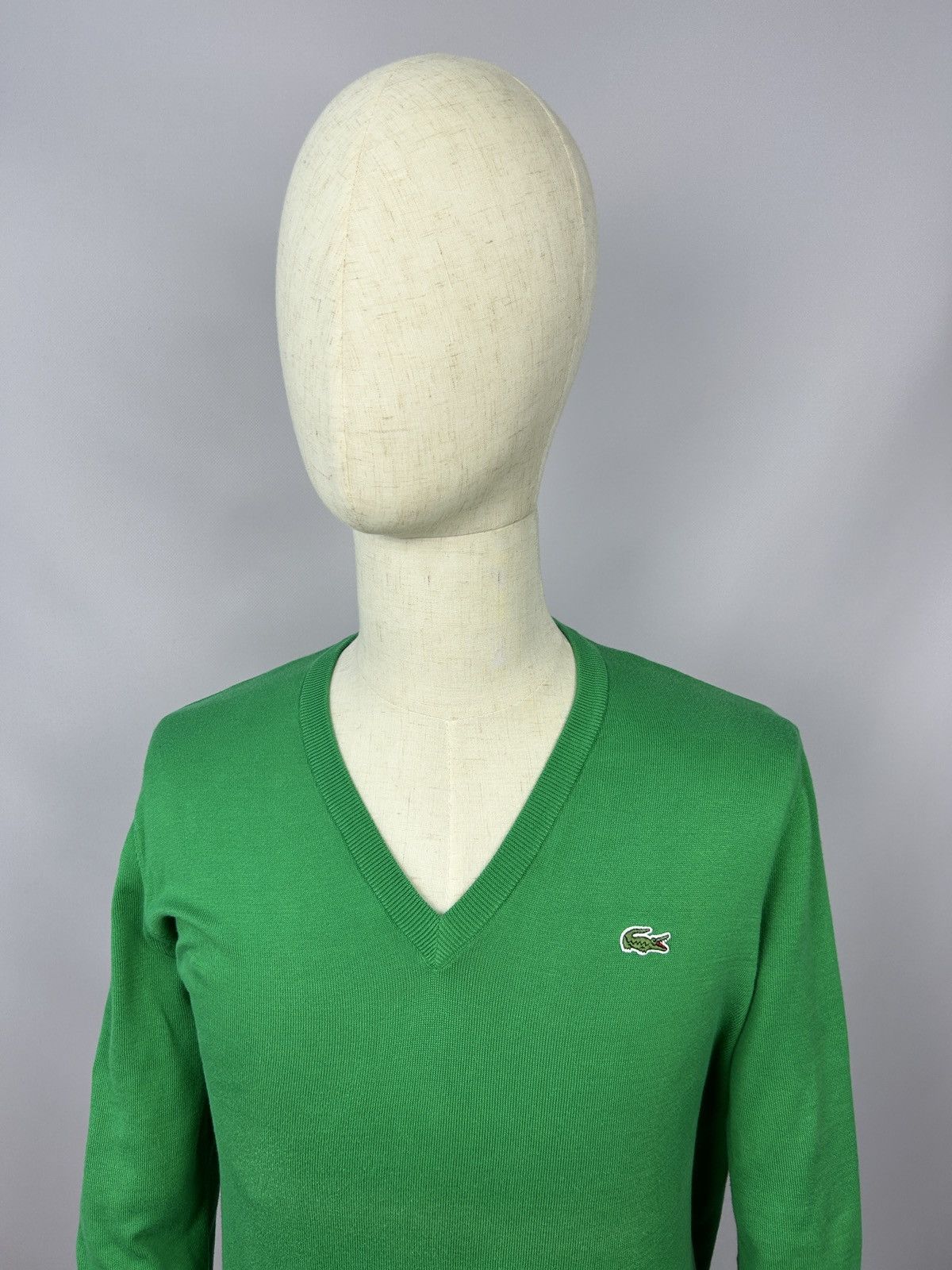 Lacoste Lacoste Live Green V-Neck Cotton Jumper Sweater Size 4 / L Size US L / EU 52-54 / 3 - 2 Thumbnail