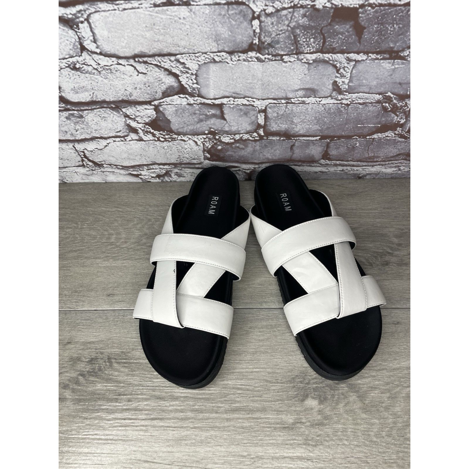 ROA Roam White Leather Ribbon Open Toe Straps Slides Sandals Wom Size US 10.5 / IT 40.5 - 9 Thumbnail