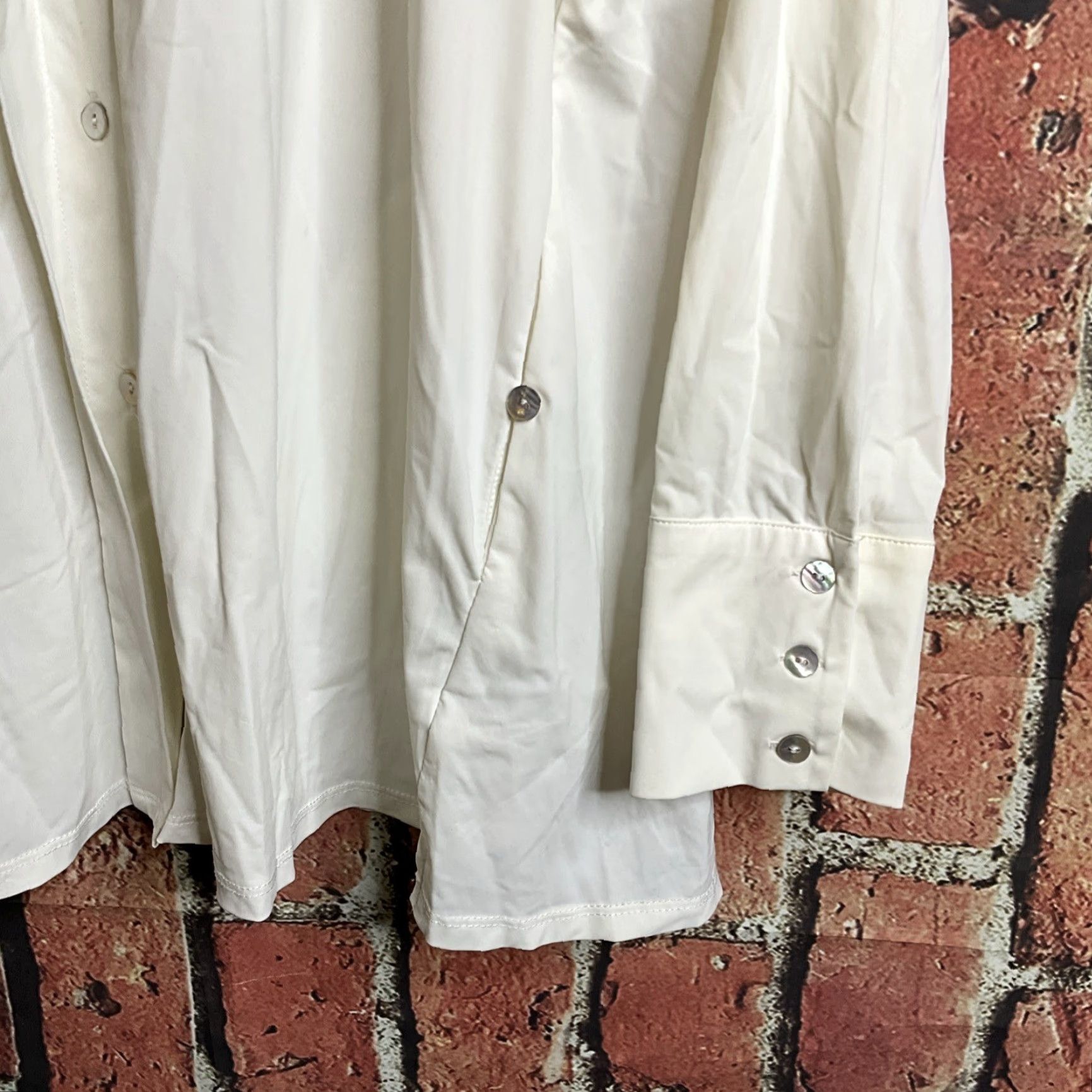Vintage Marla Wynne Shirt Womens L White Stretch Long Sleeve Collared Button Up Shirt Size L / US 10 / IT 46 - 2 Thumbnail