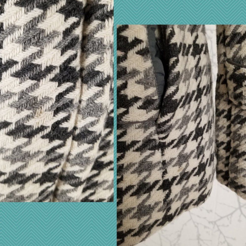 Soia & Kyo Soia & Kyo White Houdstooth Wool Blend Peacoat Size L / US 10 / IT 46 - 4 Thumbnail
