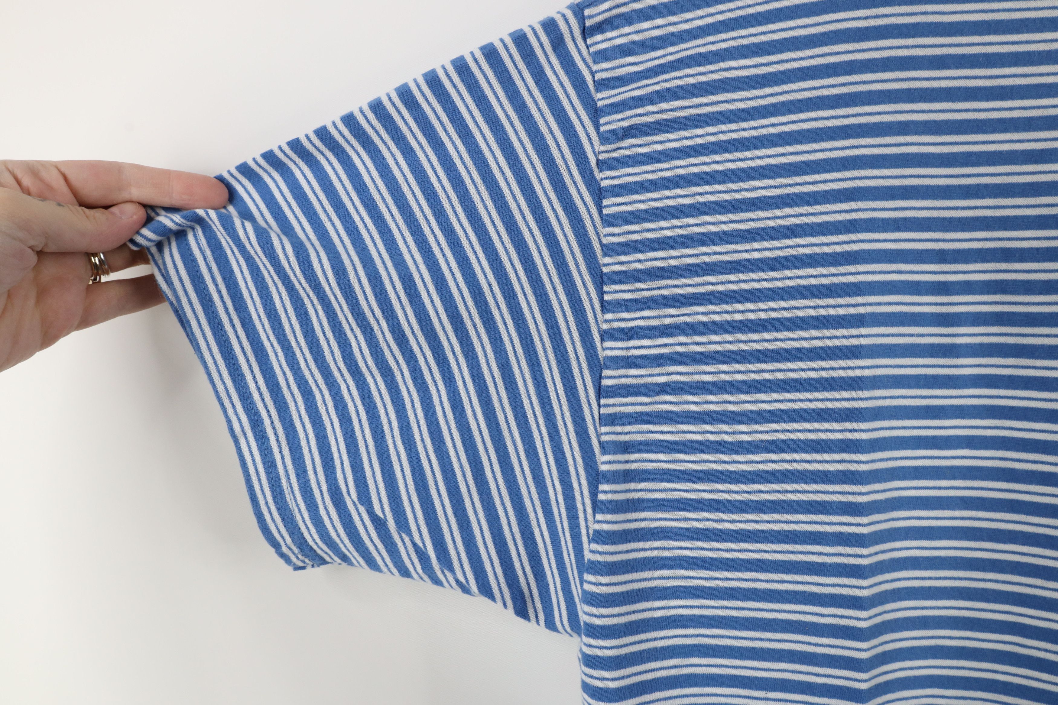 Vintage Vintage 90s Streetwear Striped Short Sleeve T-Shirt Blue Size US L / EU 52-54 / 3 - 6 Thumbnail