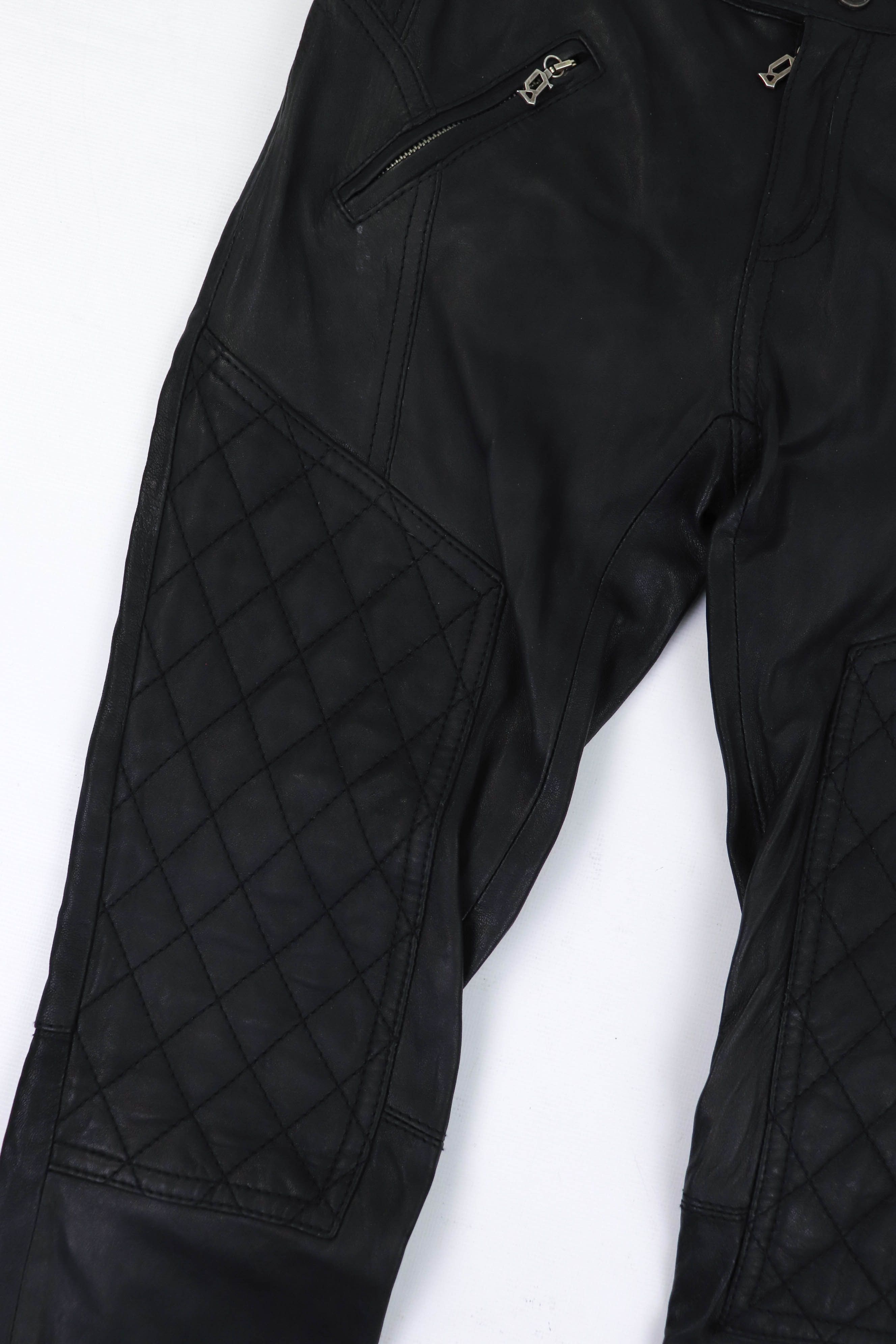 John Galliano Vintage Galliano 2000s Black Leather Zip Biker Pants Size 30" / US 8 / IT 44 - 5 Thumbnail
