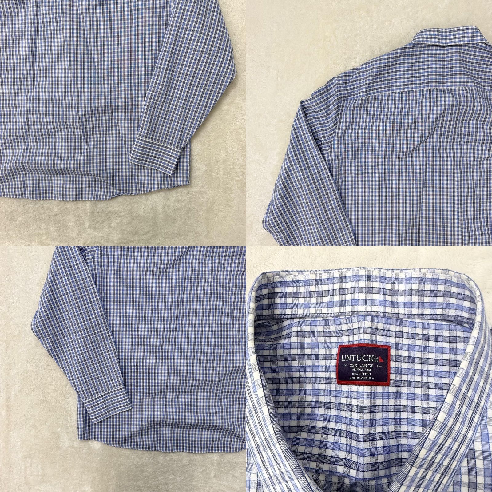 UNTUCKit UNTUCKit Shirt Mens 3XL Blue Check Wrinkle Free Button Up Long Sleeve Cotton Shirt Mens 3XL Blue Check Wrinkle Resistant Button-Up Collared Size US XXL / EU 58 / 5 - 9 Thumbnail