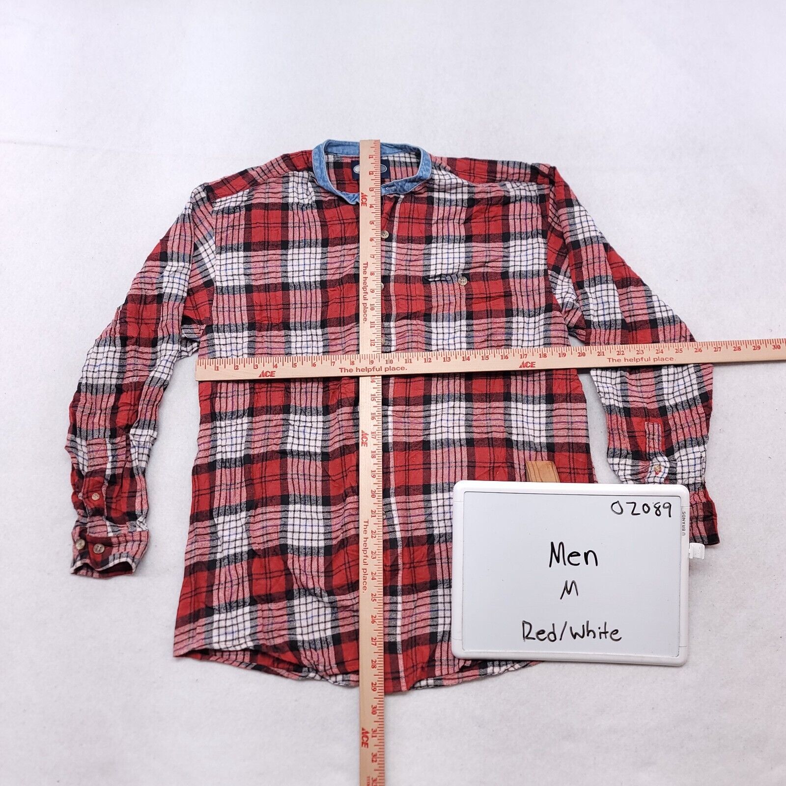 Wrangler Wear First Tartan Flannel Shirt Mens Size Medium M Red White Size US M / EU 48-50 / 2 - 6 Thumbnail