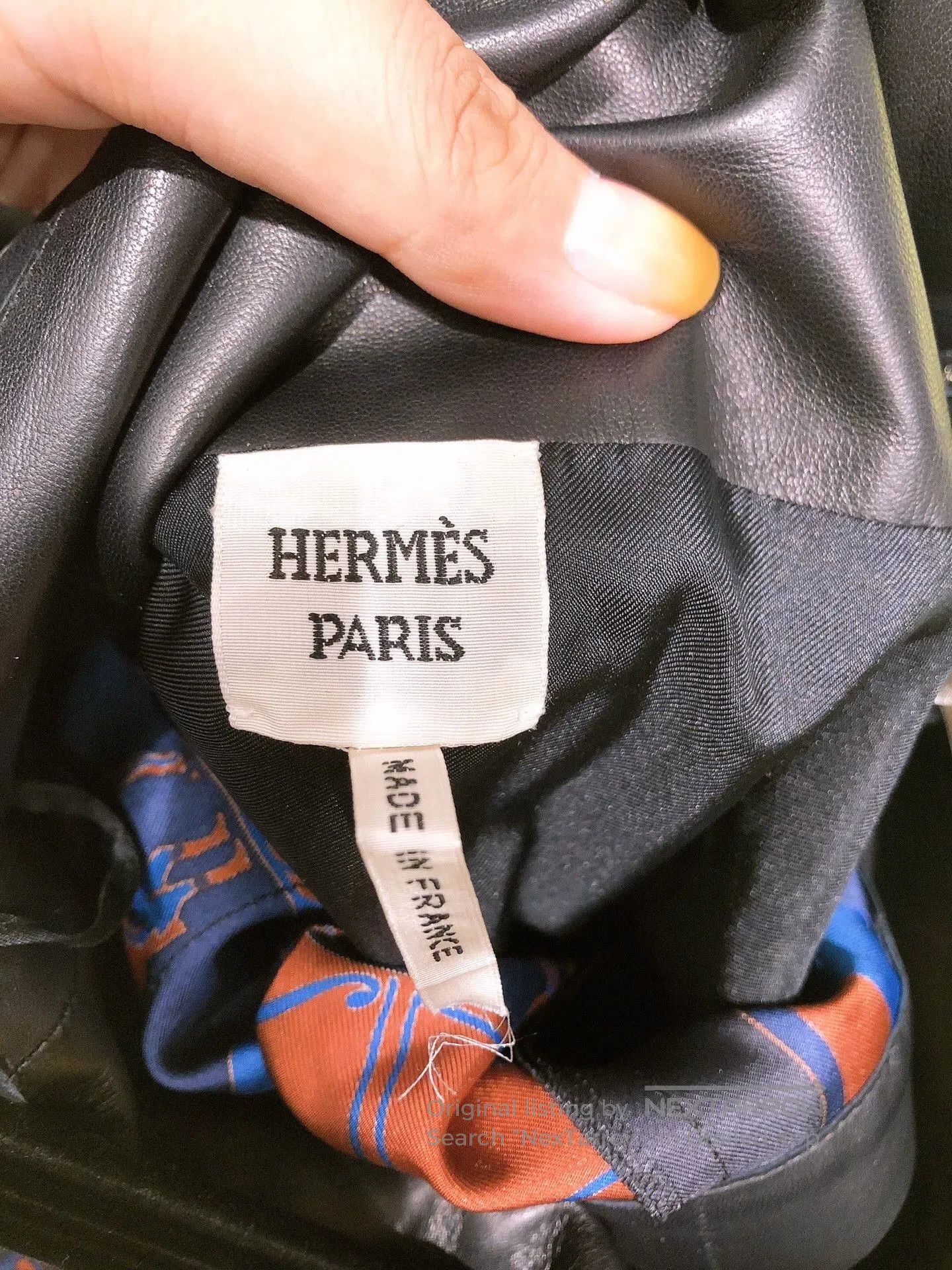 Hermes Black Leather Silk Pleated Skirt.