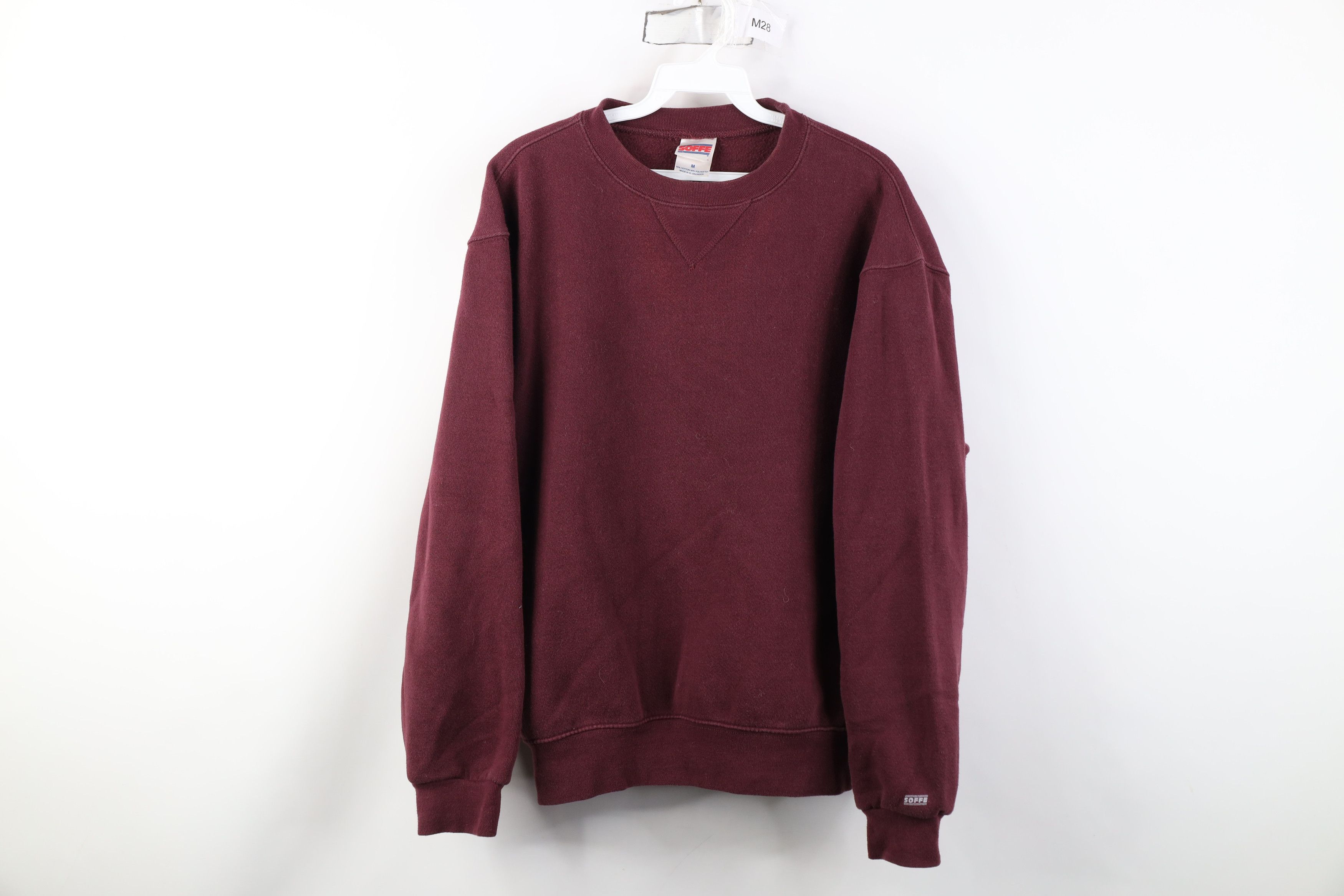 Vintage Vintage 90s Streetwear Blank Crewneck Sweatshirt Burgundy Size US M / EU 48-50 / 2 - 1 Thumbnail