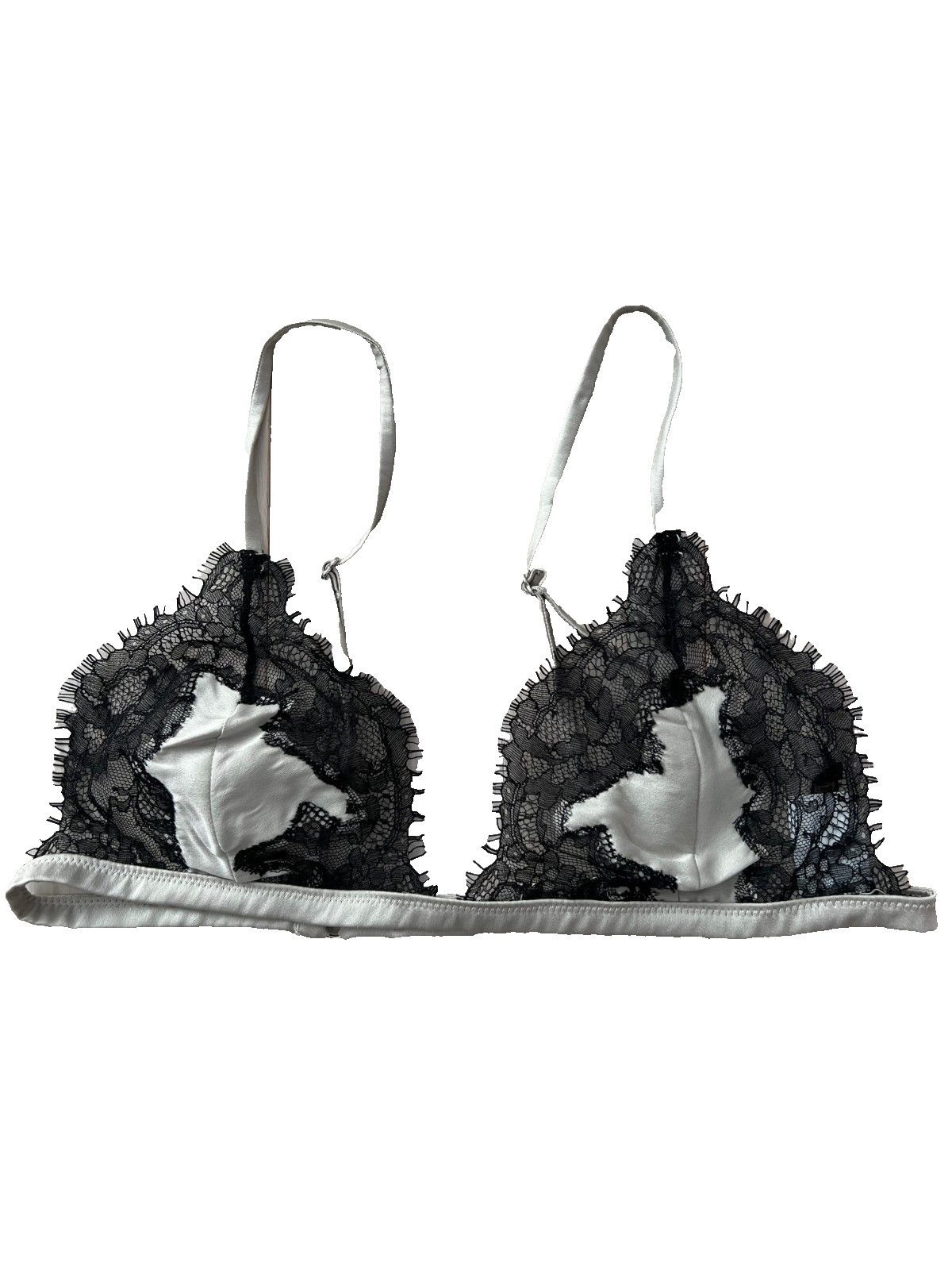 KIKI DE MONTPARNASSE Kiki De Montparnasse Lace Silk Bralette Grey/Black ( M ) Size M / US 6-8 / IT 42-44 - 1 Thumbnail