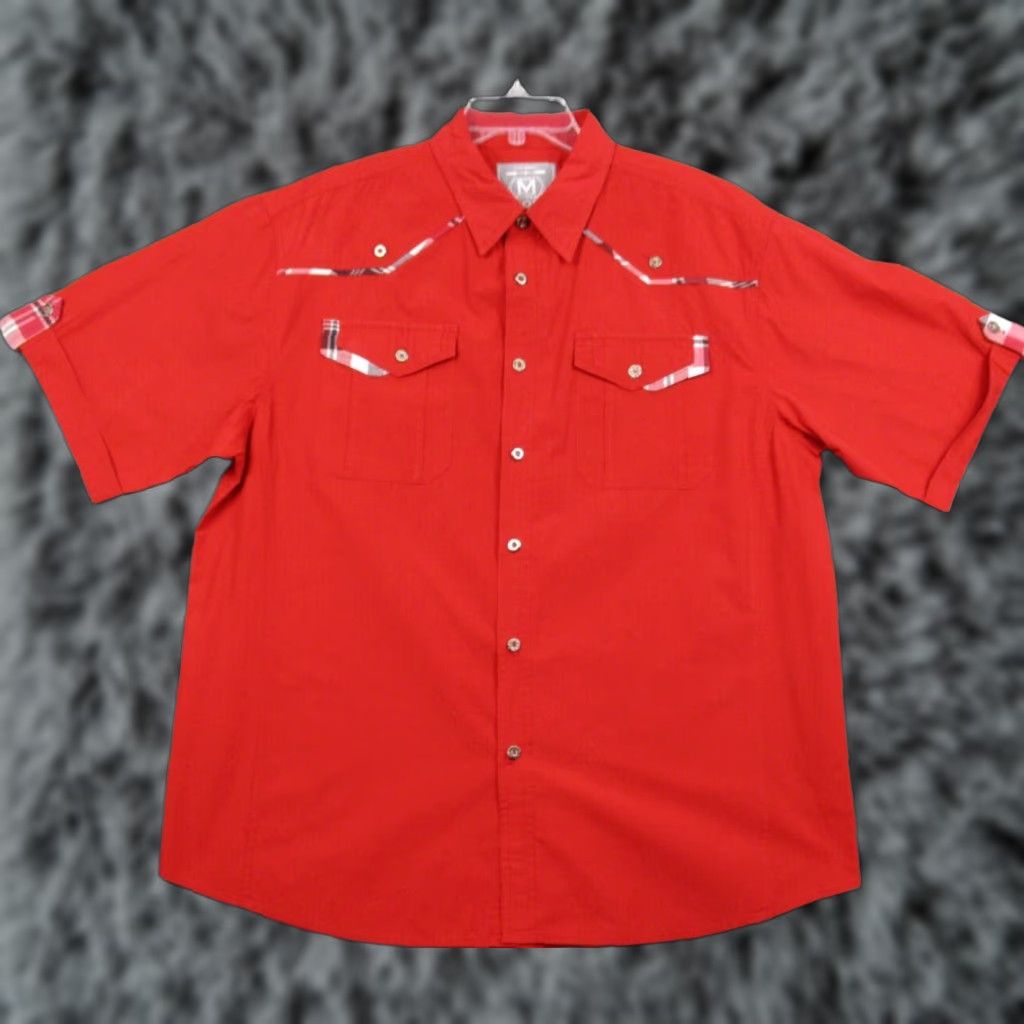 Vintage MO7 Shirt 2XL Men Red Short Sleeve Western Pockets Shirt Size US XXL / EU 58 / 5 - 1 Thumbnail