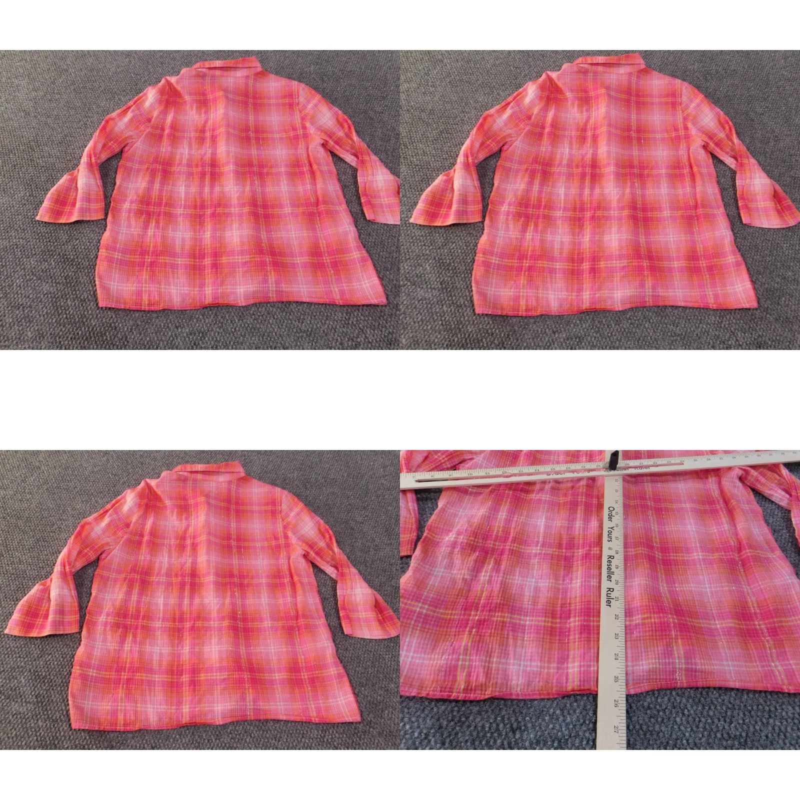 Vintage Alfred Dunner Button-Up Shirt Womens Medium Pink Plaid Beaded Cotton Woven Long Sleeve Collared Basic Vintage No (adjusted for clarity) Size M / US 6-8 / IT 42-44 - 8 Thumbnail