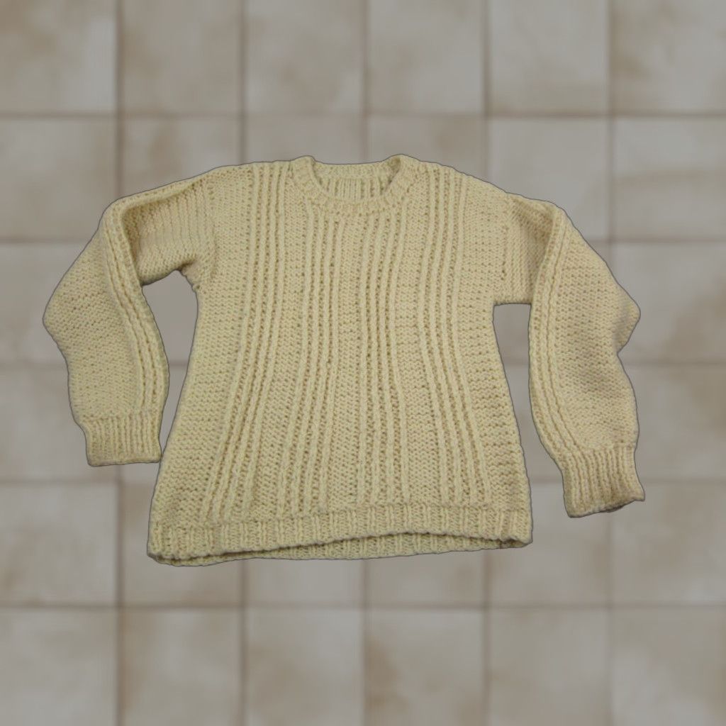 Vintage VINTAGE Wool Sweater Womens Large Ivory Wool Cable Knit Crew Neck Pullover 80s 90s USA Womens Size L / US 10 / IT 46 - 1 Thumbnail