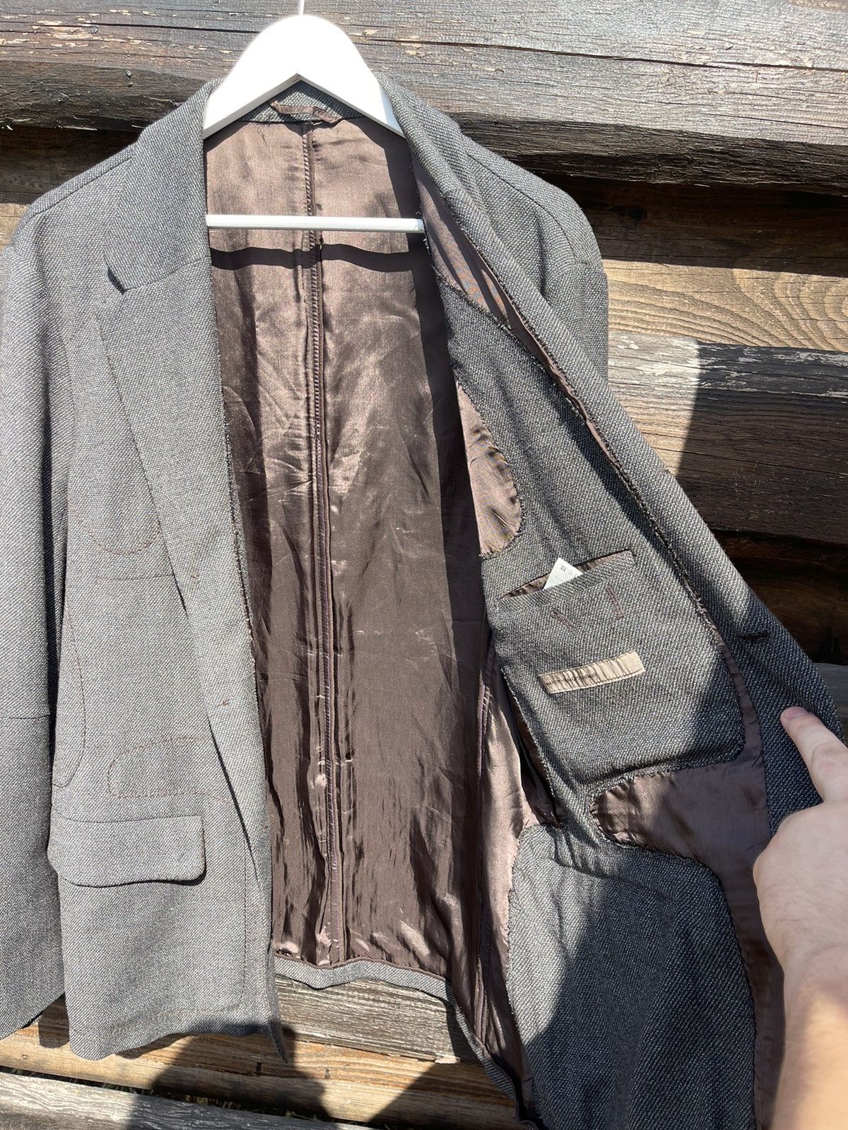 Marithe + Francois Girbaud Marithe Francois Girbaud grey pattern wool blazer jacket Size 54R - 18 Thumbnail