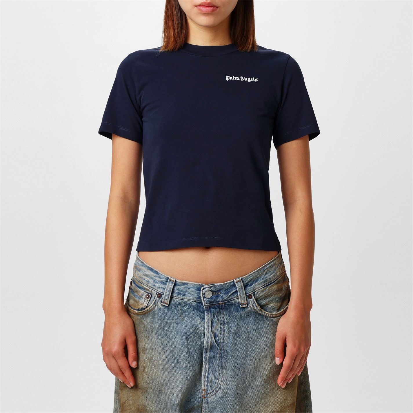 Palm Angels o1g2r1mq0325 Embroidered Logo T-Shirt in Navy Size L / US 10 / IT 46 - 3 Thumbnail