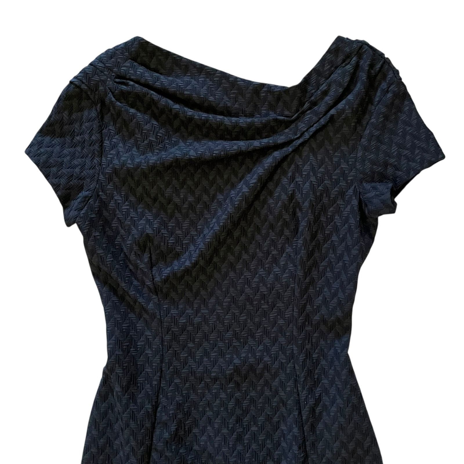 Nina Ricci Nina Ricci Black Chevron Pinch-Pleat Asymmetric Wiggle Dress Size S / US 4 / IT 40 - 11 Thumbnail