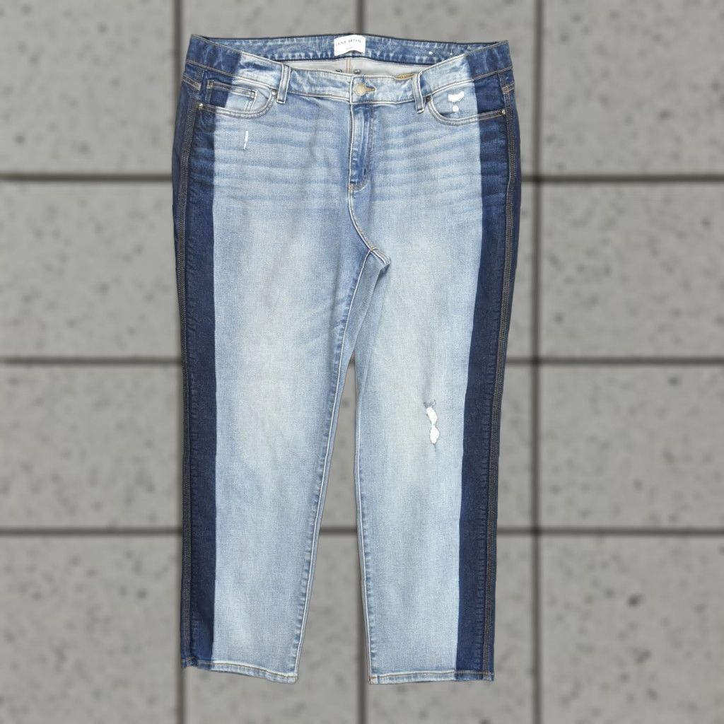 Vintage Lane Bryant Signature Fit Mid-Rise Straight Leg Jeans Blue Denim Two Tone Sz 22 Womens Jeans Stretch Cotton Denim 5-Pocket Solid Modern Woman Size 40" / US 18 - 1 Thumbnail