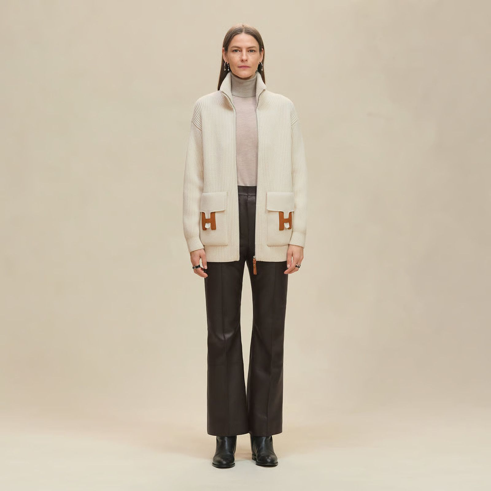 Hermes Zip Up Zipper Cardigan Sweater Wool Knit Jacket 38 Size XS / US 0-2 / IT 36-38 - 3 Thumbnail