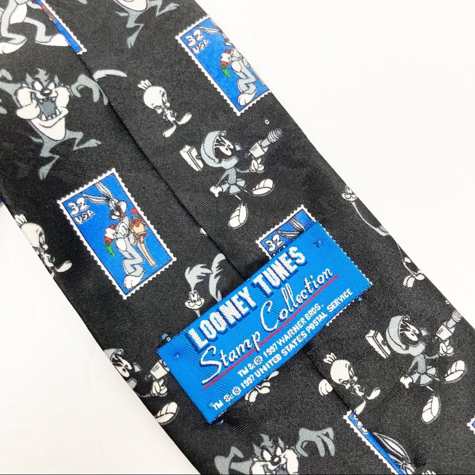 Warner Bros Vintage 1990s Looney Tunes Stamp Collection Bugs Bunny Tie Size ONE SIZE - 2 Thumbnail