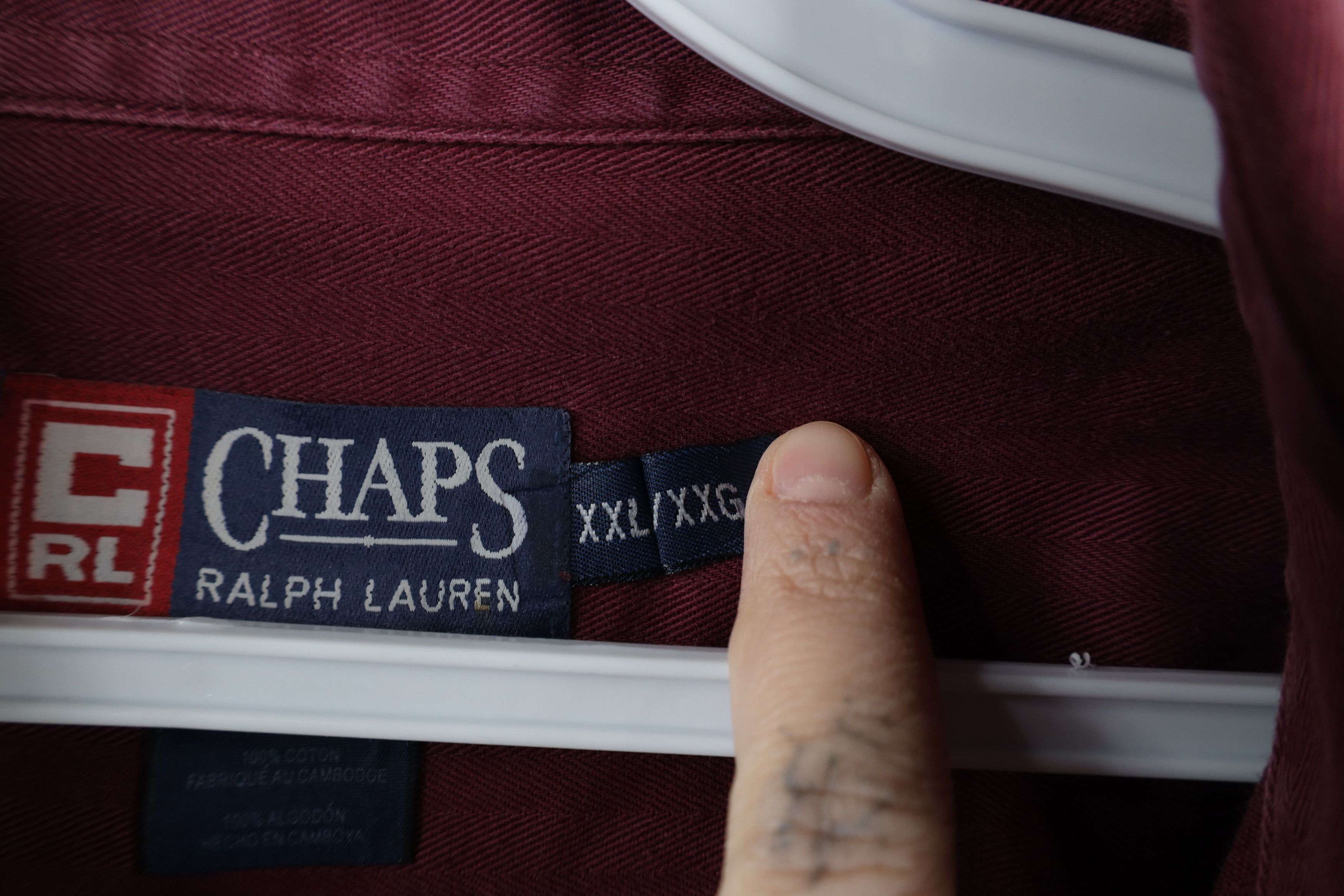 Ralph Lauren × Vintage Vtg 90s Chaps Ralph Lauren Herringbone Button Down Shirt Size US XXL / EU 58 / 5 - 11 Thumbnail